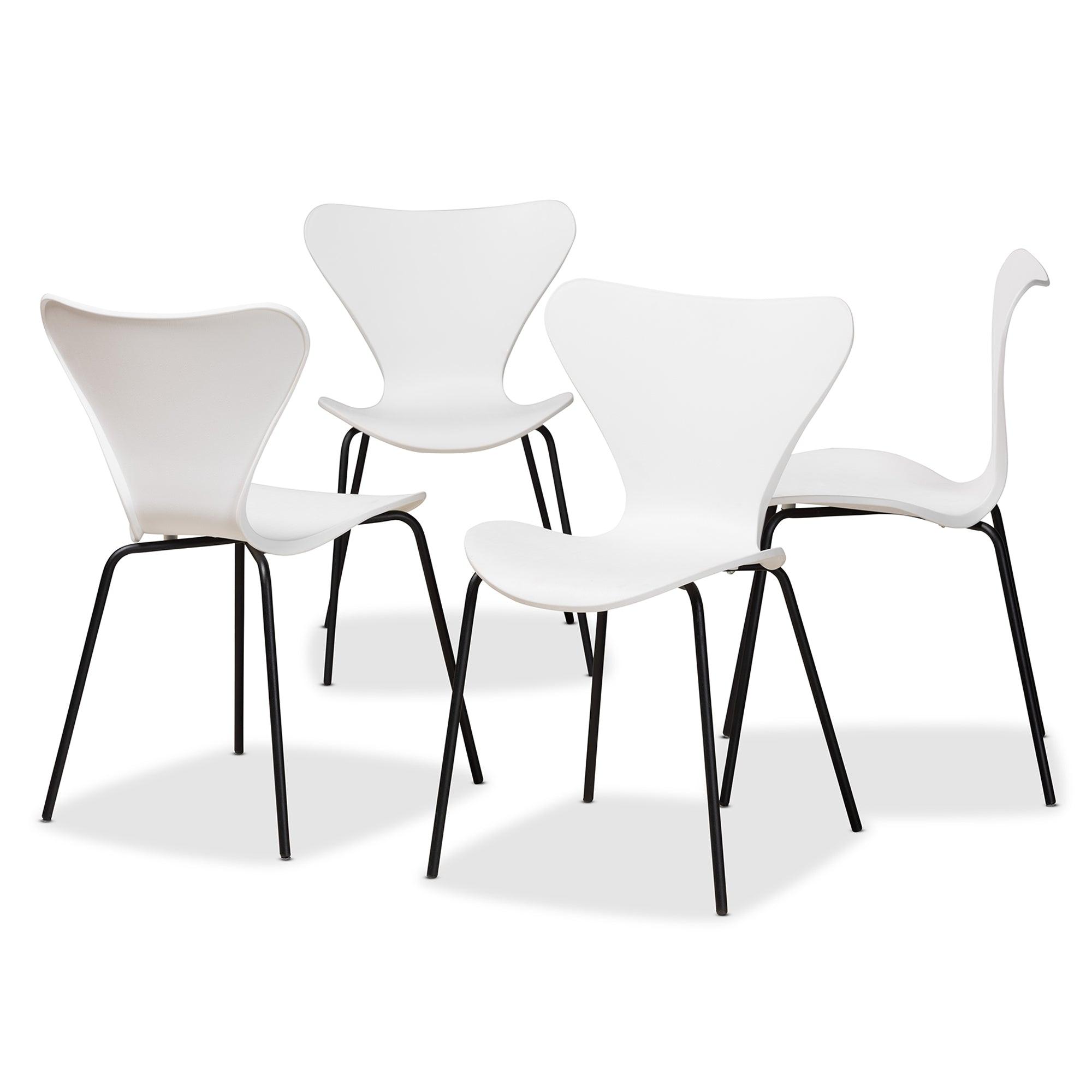 Jaden Modern and Contemporary Plastic and Metal 4-Piece Dining Chair Set