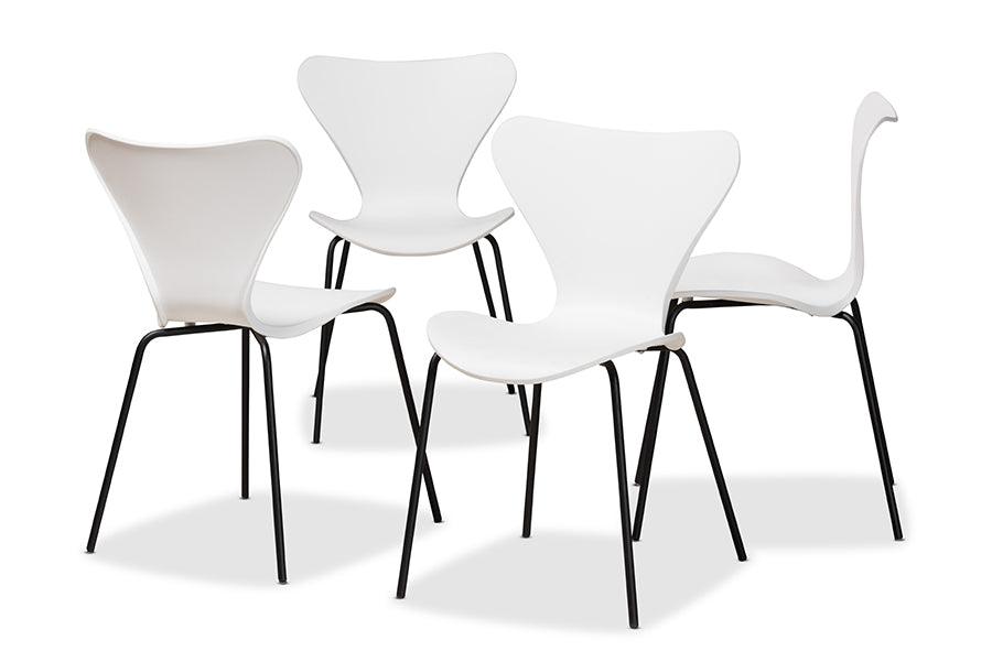 Jaden Modern and Contemporary Plastic and Metal 4-Piece Dining Chair Set