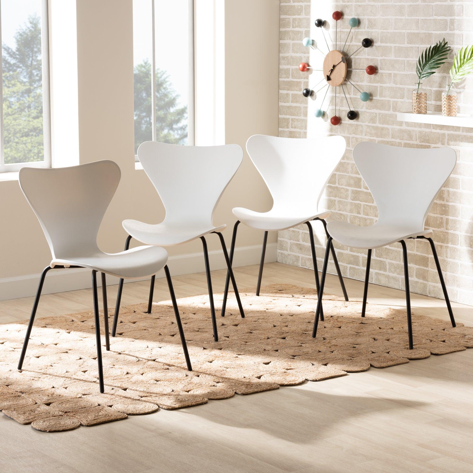 Jaden Modern and Contemporary Plastic and Metal 4-Piece Dining Chair Set