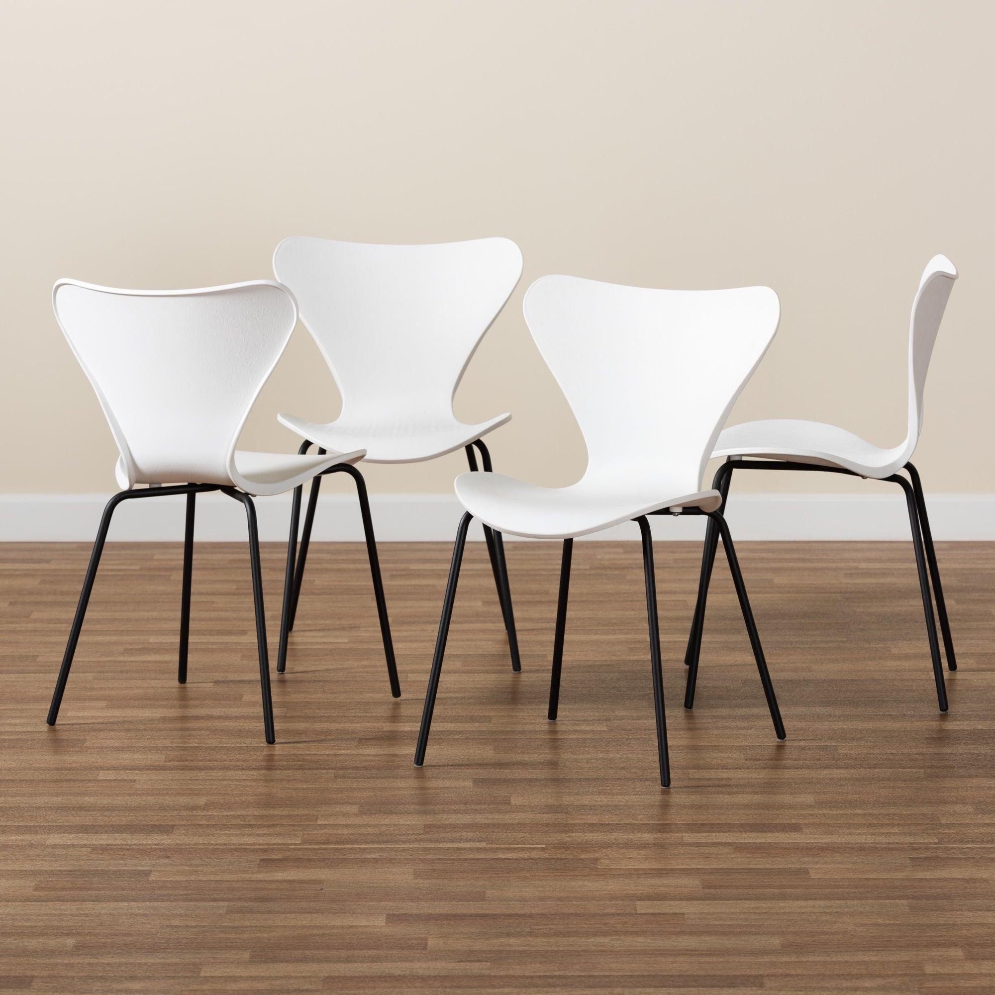 Jaden Modern and Contemporary Plastic and Metal 4-Piece Dining Chair Set