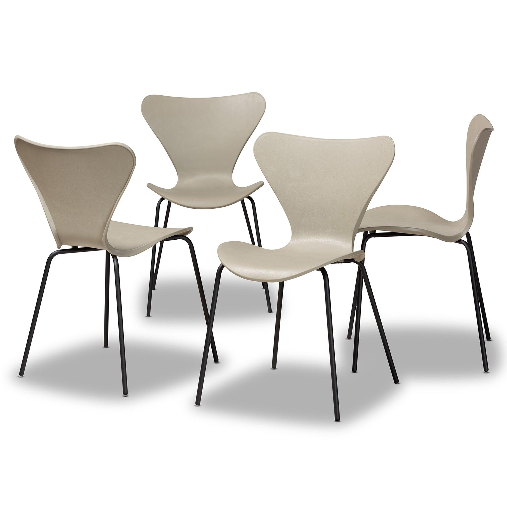 Jaden Modern and Contemporary Plastic and Metal 4-Piece Dining Chair Set