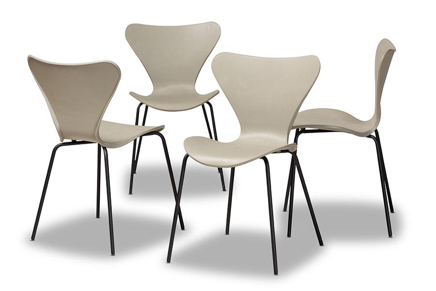 Jaden Modern and Contemporary Plastic and Metal 4-Piece Dining Chair Set