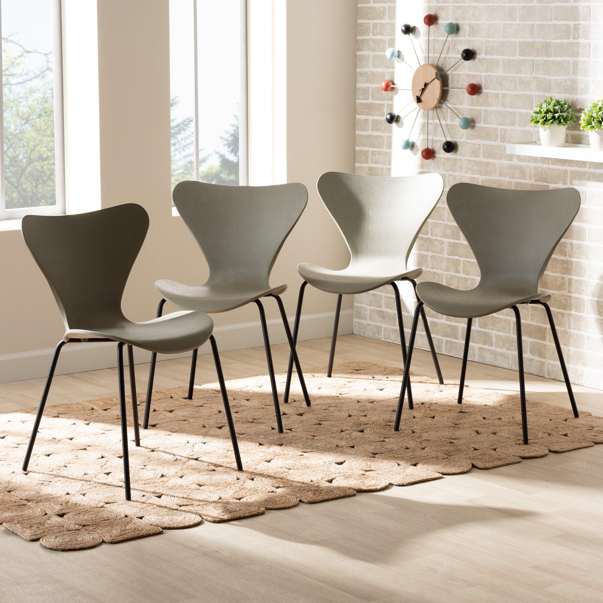 Jaden Modern and Contemporary Plastic and Metal 4-Piece Dining Chair Set