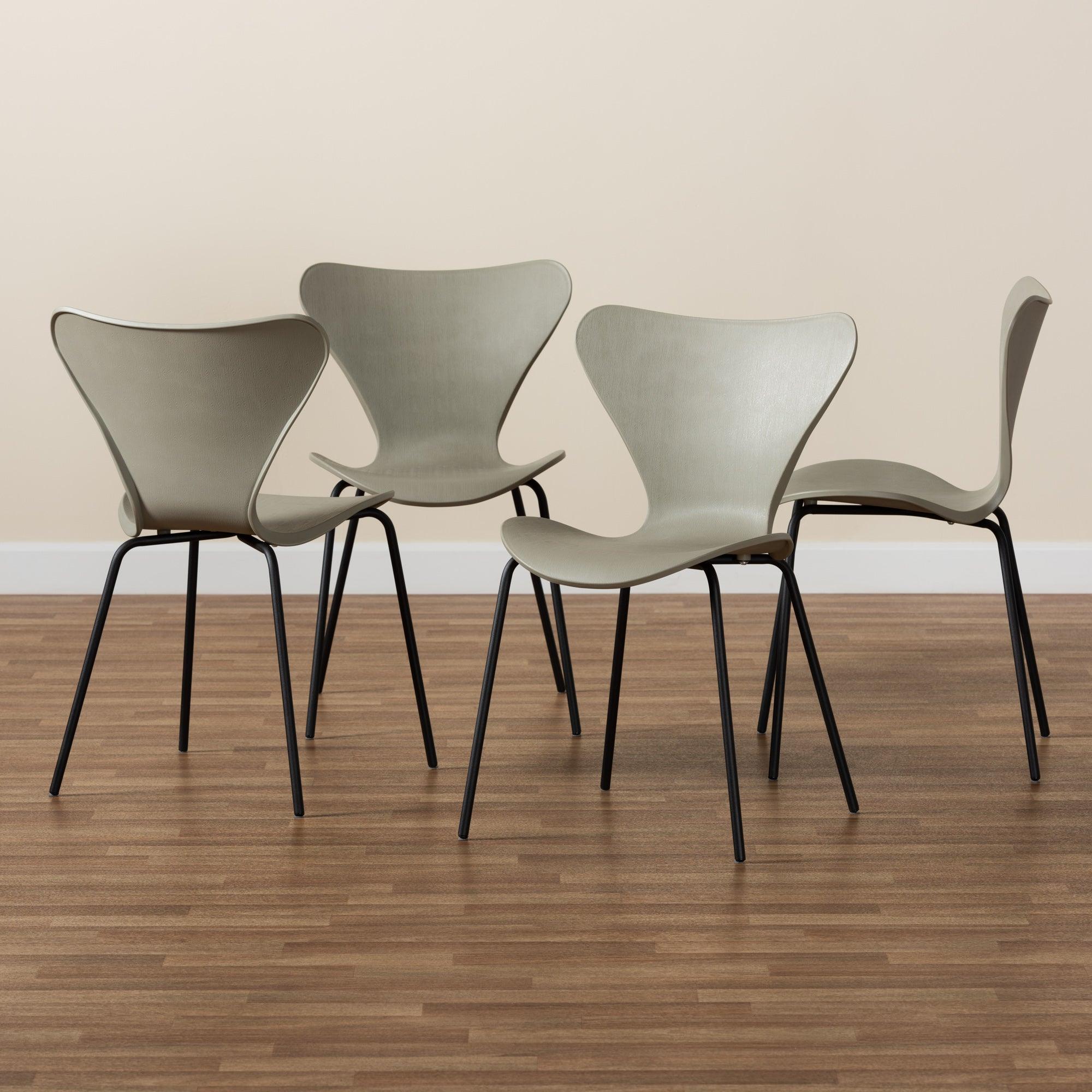 Jaden Modern and Contemporary Plastic and Metal 4-Piece Dining Chair Set