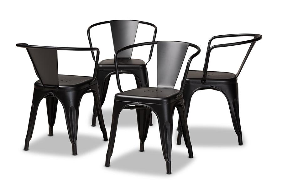 Ryland Modern Industrial Finished Metal 4-Piece Dining Chair Set