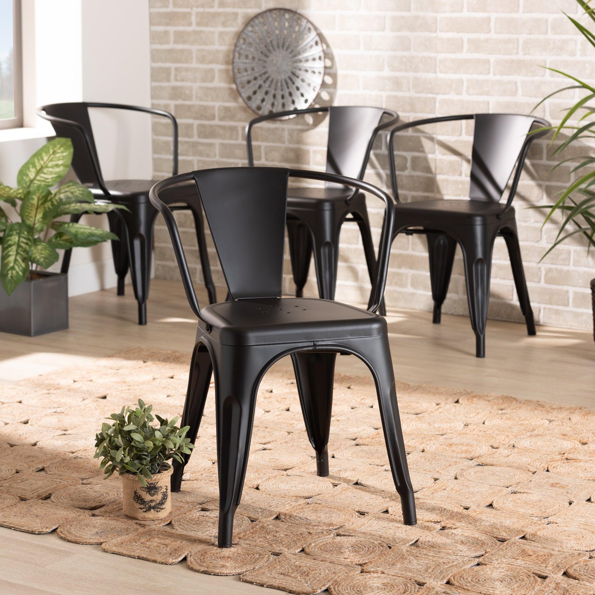 Ryland Modern Industrial Finished Metal 4-Piece Dining Chair Set