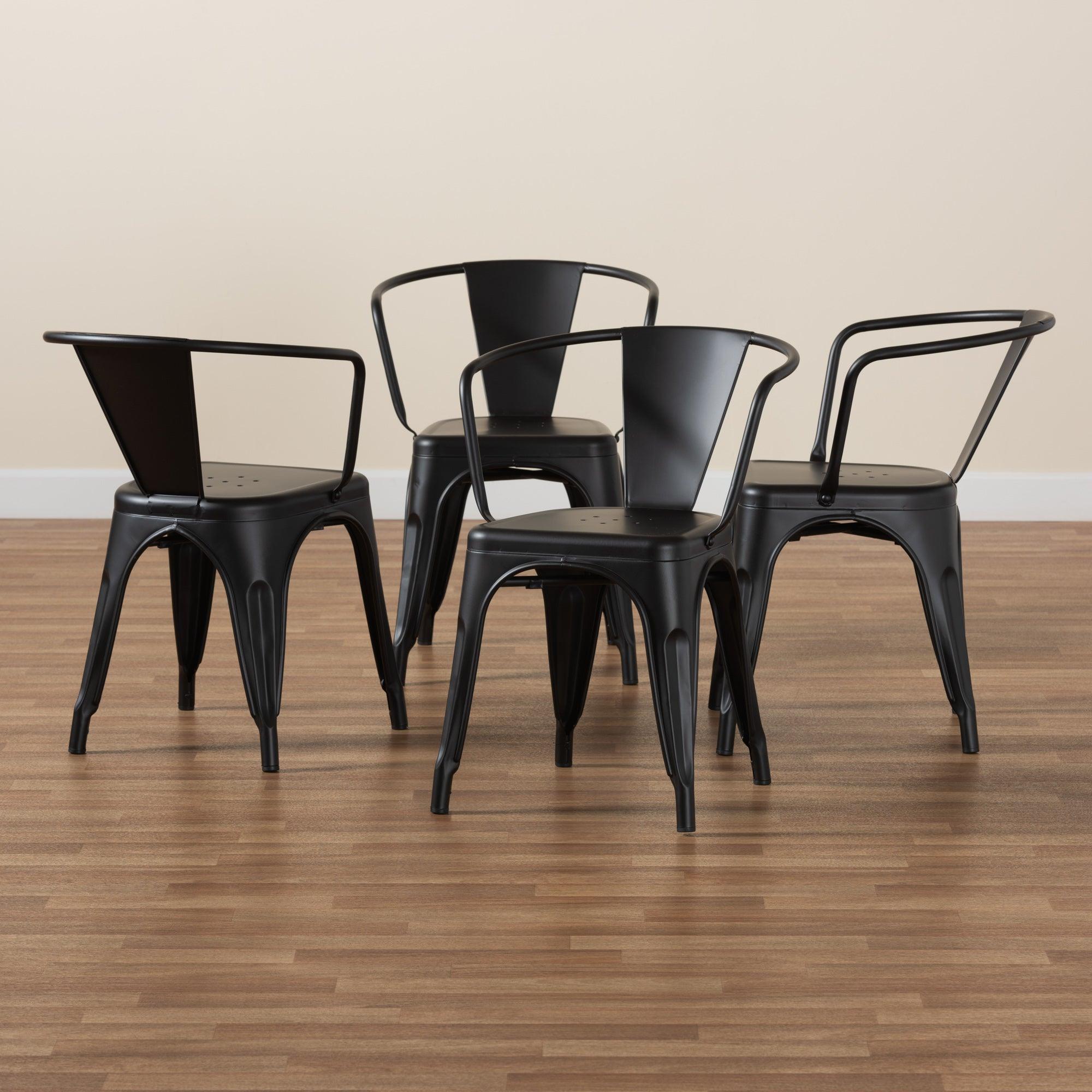 Ryland Modern Industrial Finished Metal 4-Piece Dining Chair Set