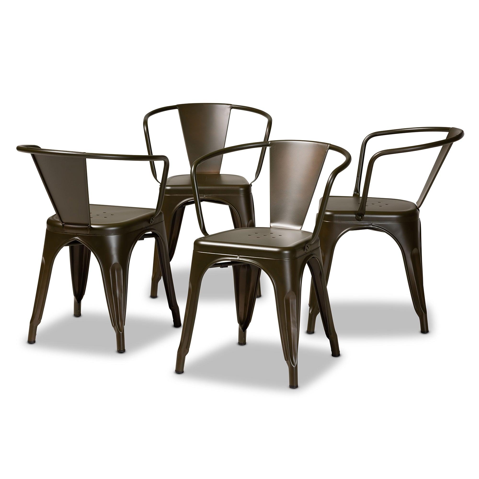 Ryland Modern Industrial Finished Metal 4-Piece Dining Chair Set