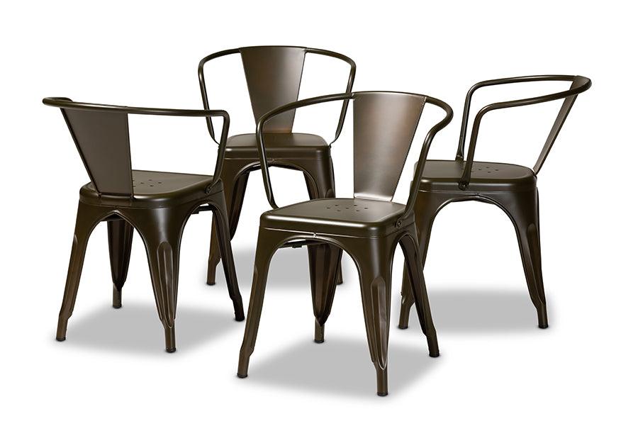 Ryland Modern Industrial Finished Metal 4-Piece Dining Chair Set