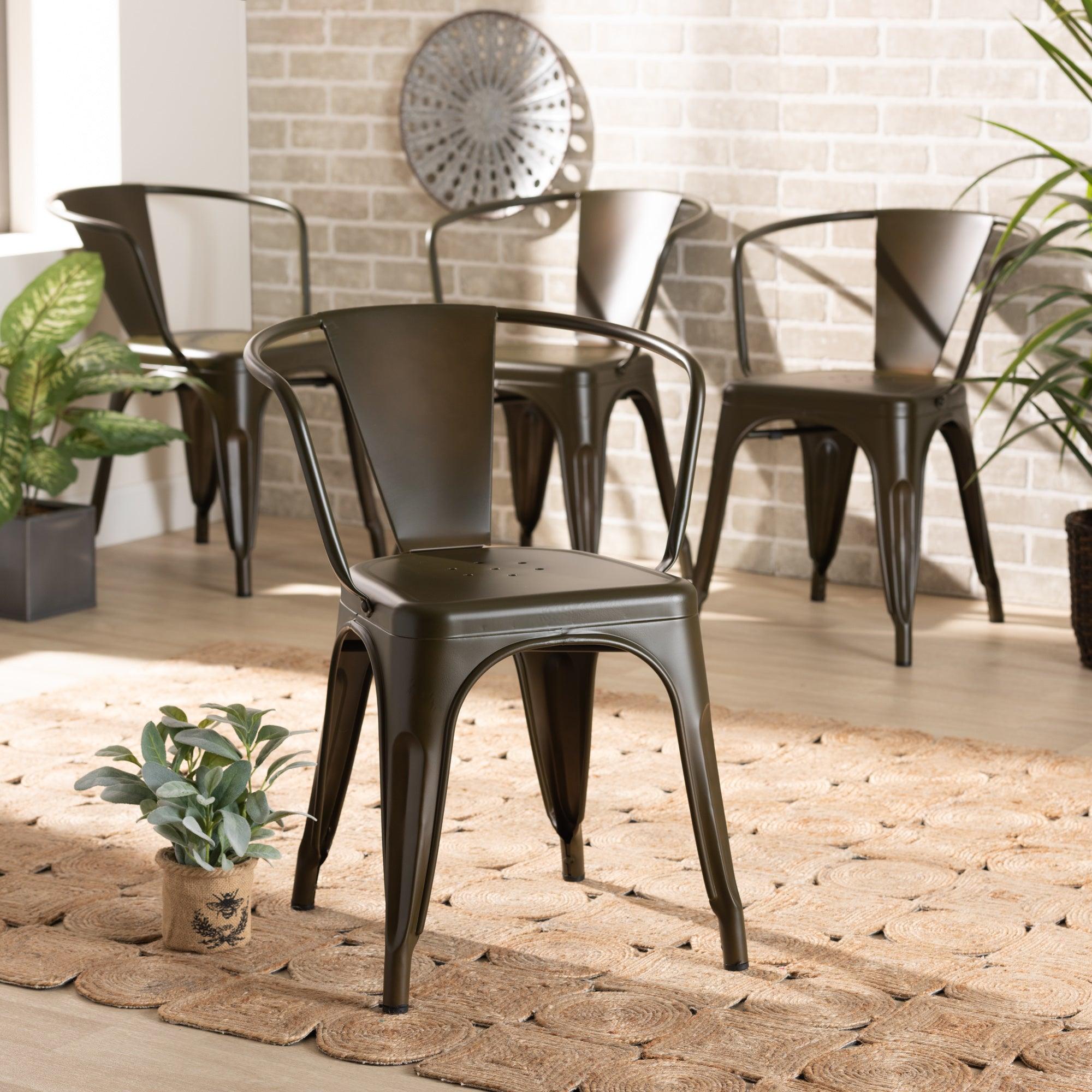 Ryland Modern Industrial Finished Metal 4-Piece Dining Chair Set