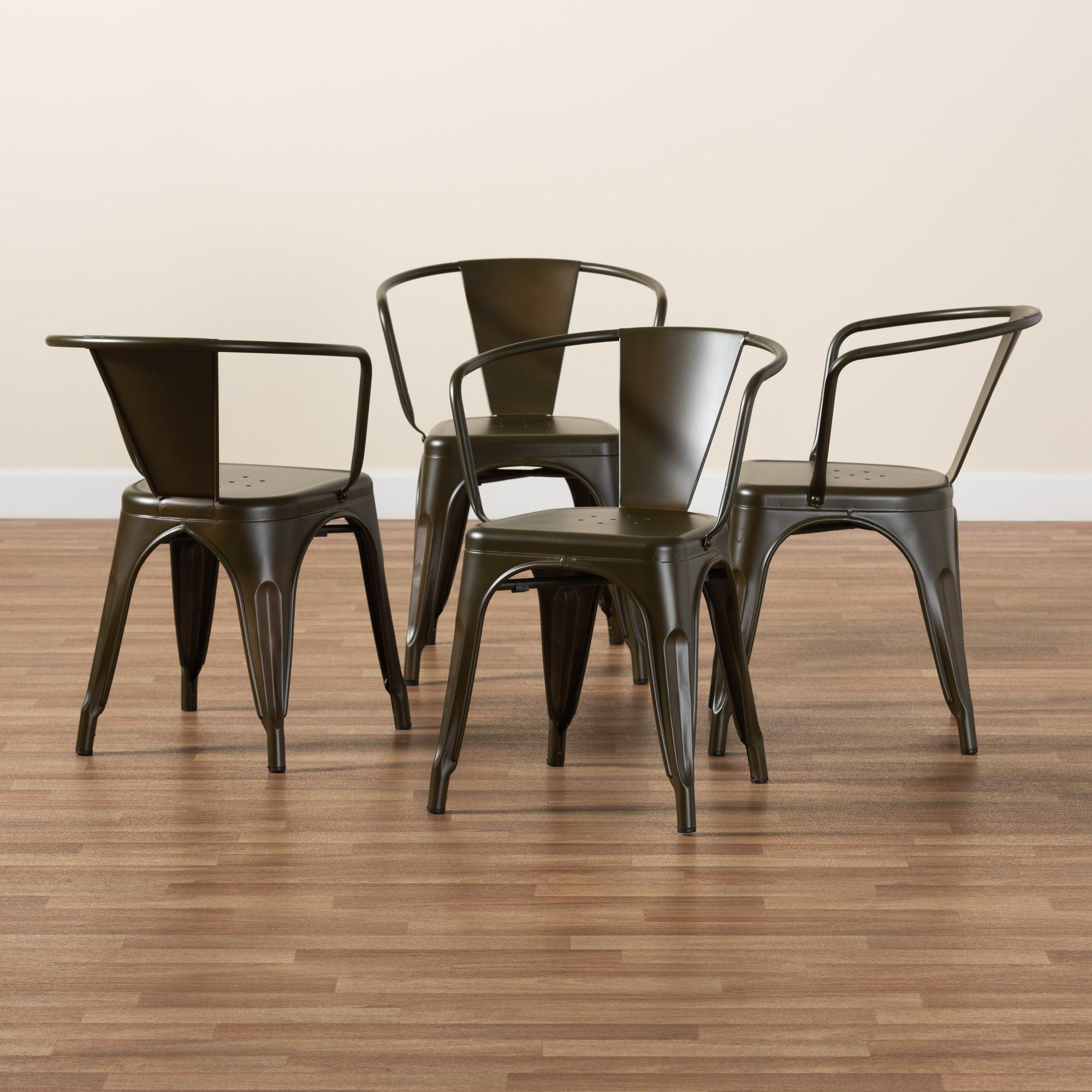 Ryland Modern Industrial Finished Metal 4-Piece Dining Chair Set