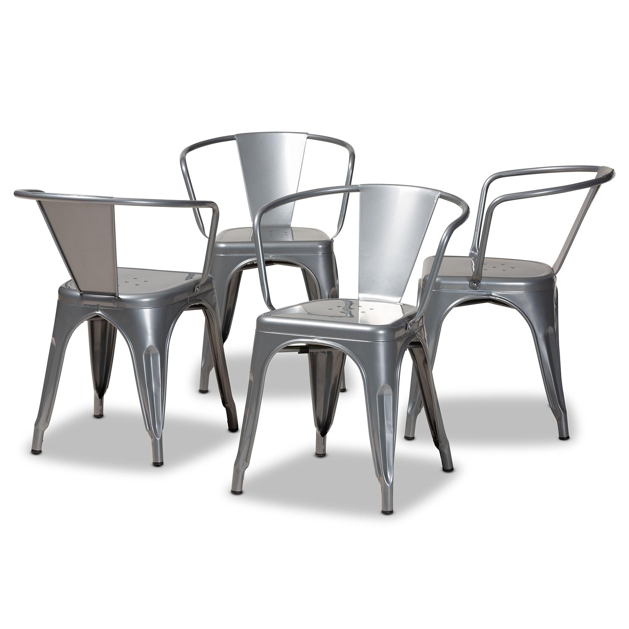 Ryland Modern Industrial Finished Metal 4-Piece Dining Chair Set