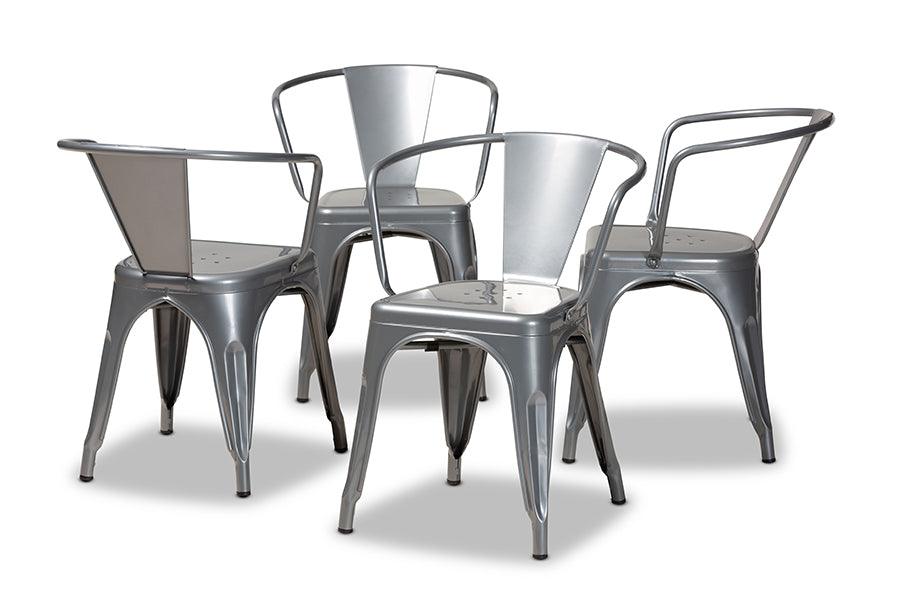 Ryland Modern Industrial Finished Metal 4-Piece Dining Chair Set