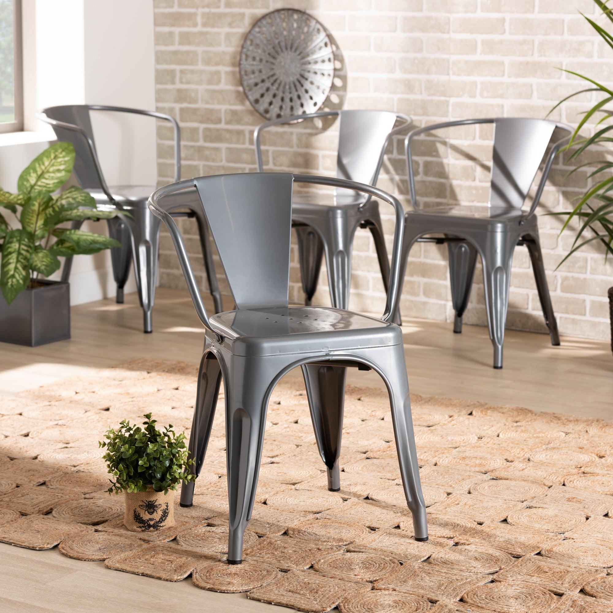 Ryland Modern Industrial Finished Metal 4-Piece Dining Chair Set