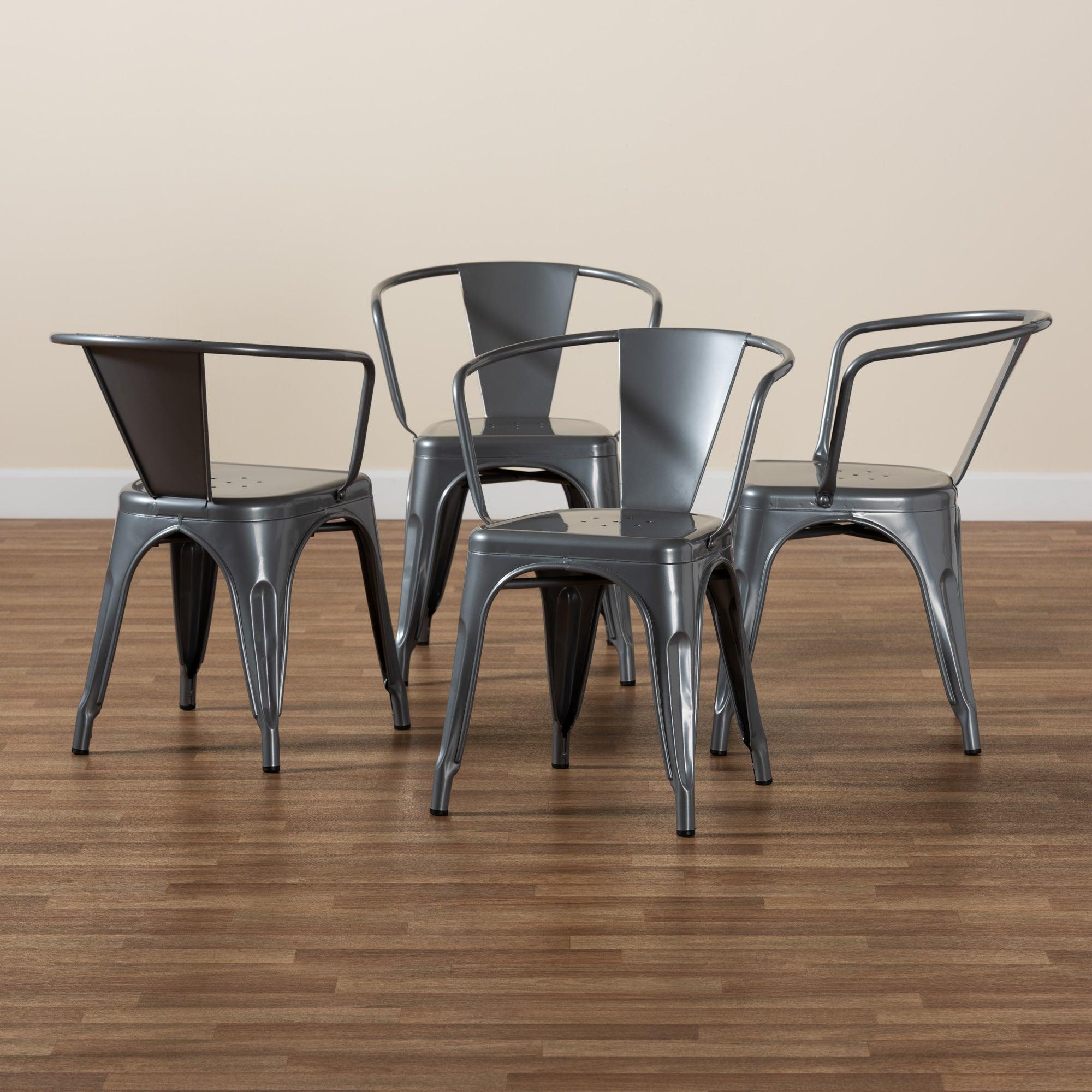 Ryland Modern Industrial Finished Metal 4-Piece Dining Chair Set