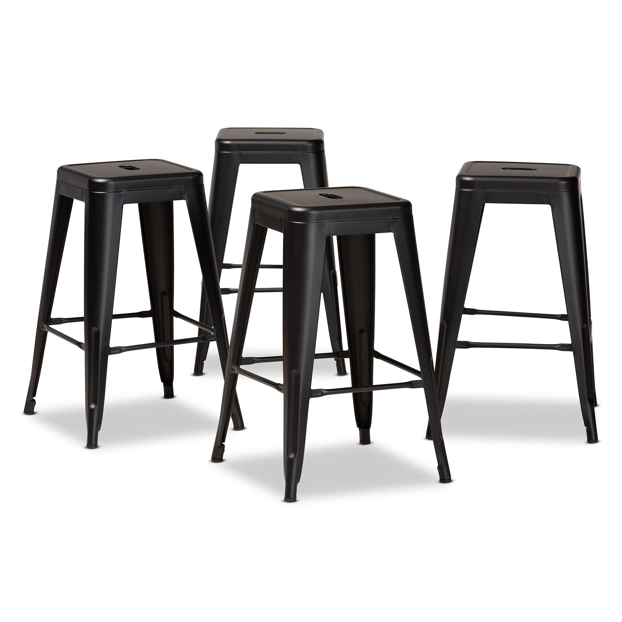 Horton Modern and Contemporary Industrial Finished Metal 4-Piece Stackable Counter Stool Set