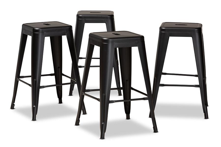 Horton Modern and Contemporary Industrial Finished Metal 4-Piece Stackable Counter Stool Set