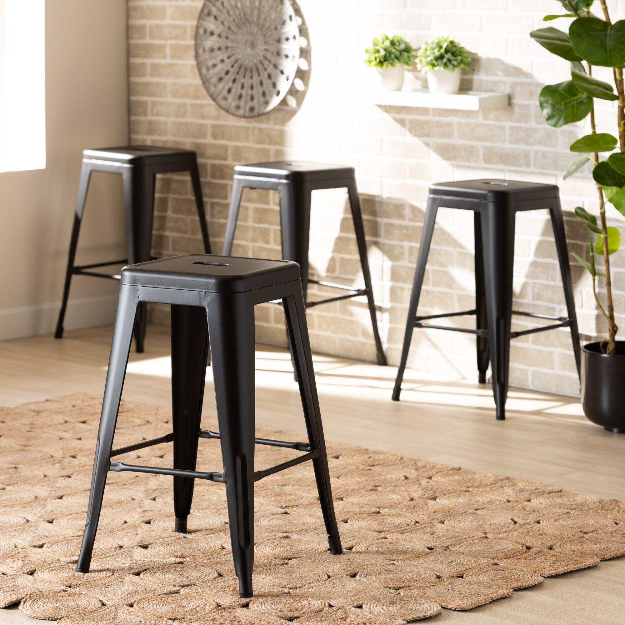 Horton Modern and Contemporary Industrial Finished Metal 4-Piece Stackable Counter Stool Set