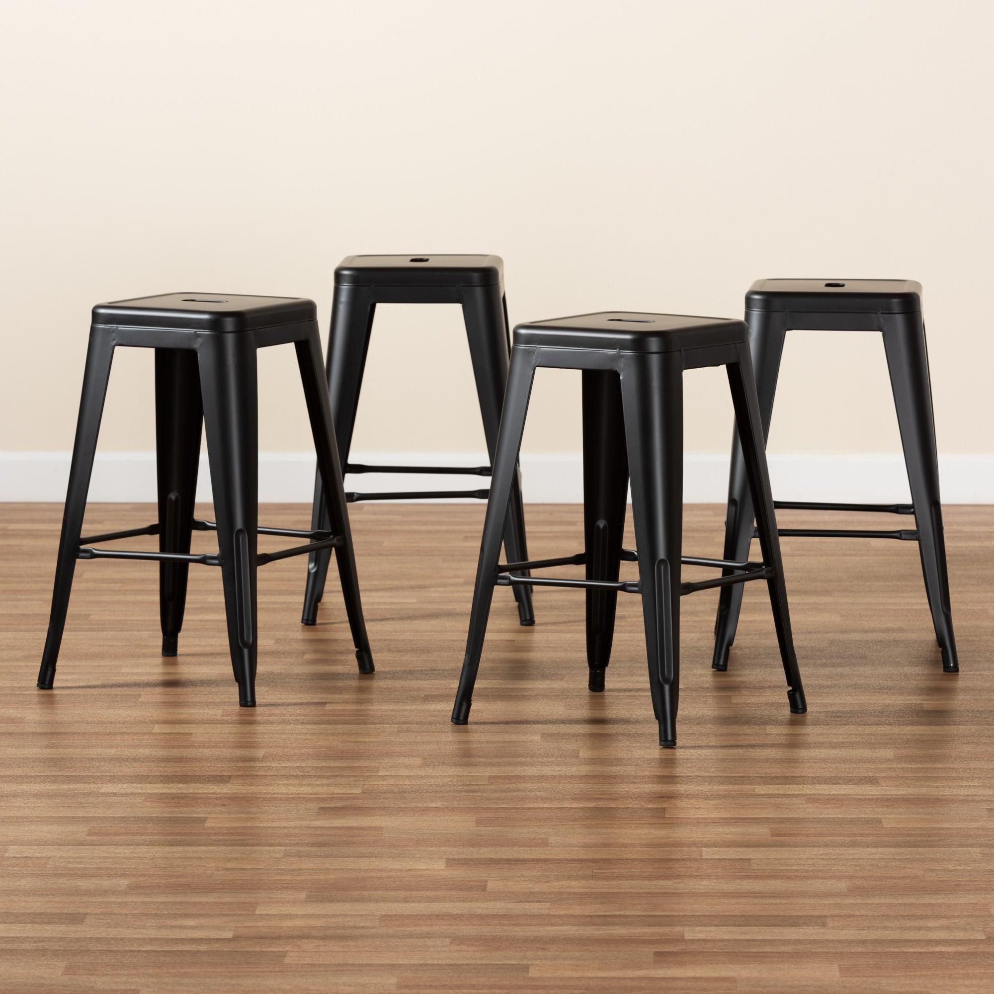 Horton Modern and Contemporary Industrial Finished Metal 4-Piece Stackable Counter Stool Set