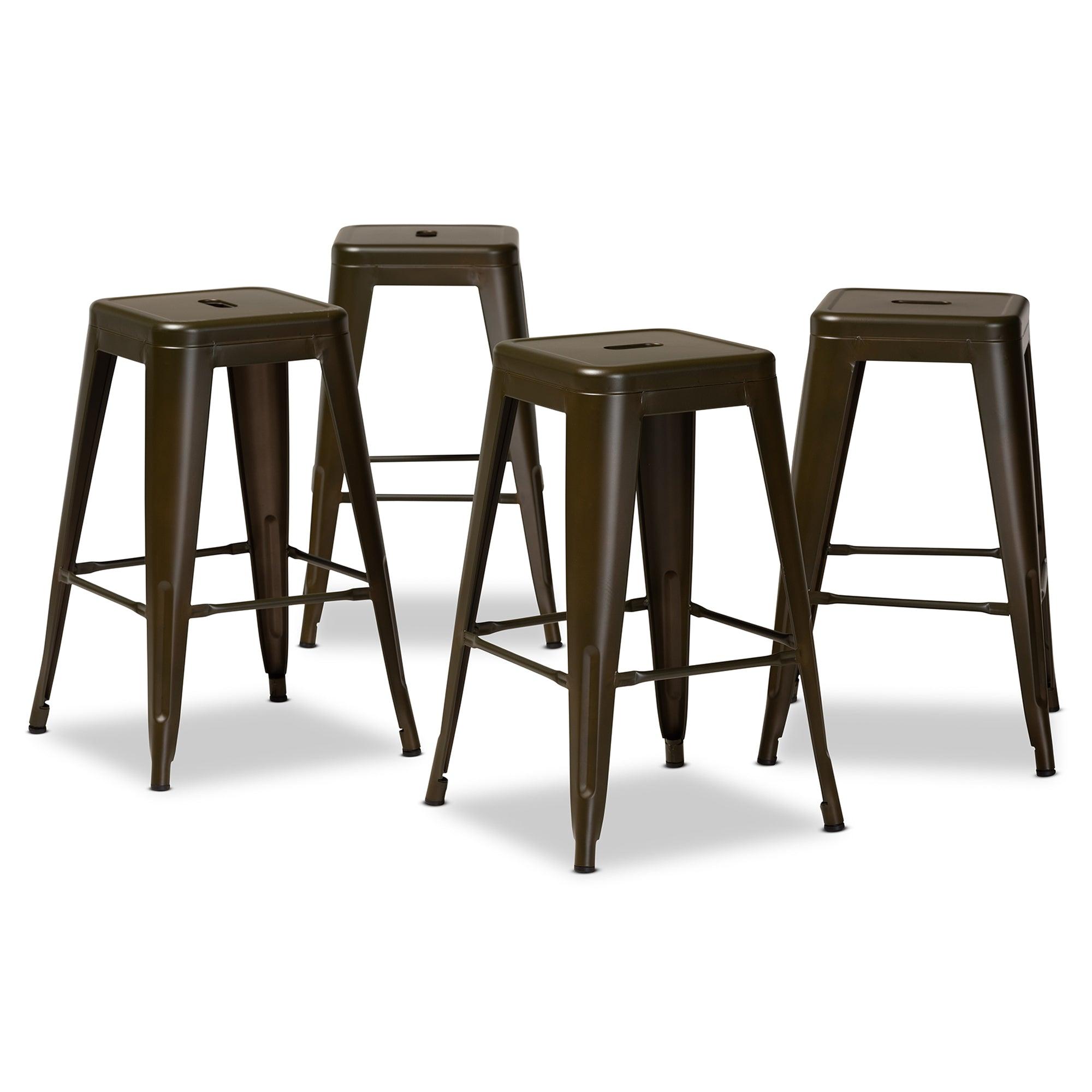 Horton Modern and Contemporary Industrial Gunmetal Finished Metal 4-Piece Stackable Counter Stool Set