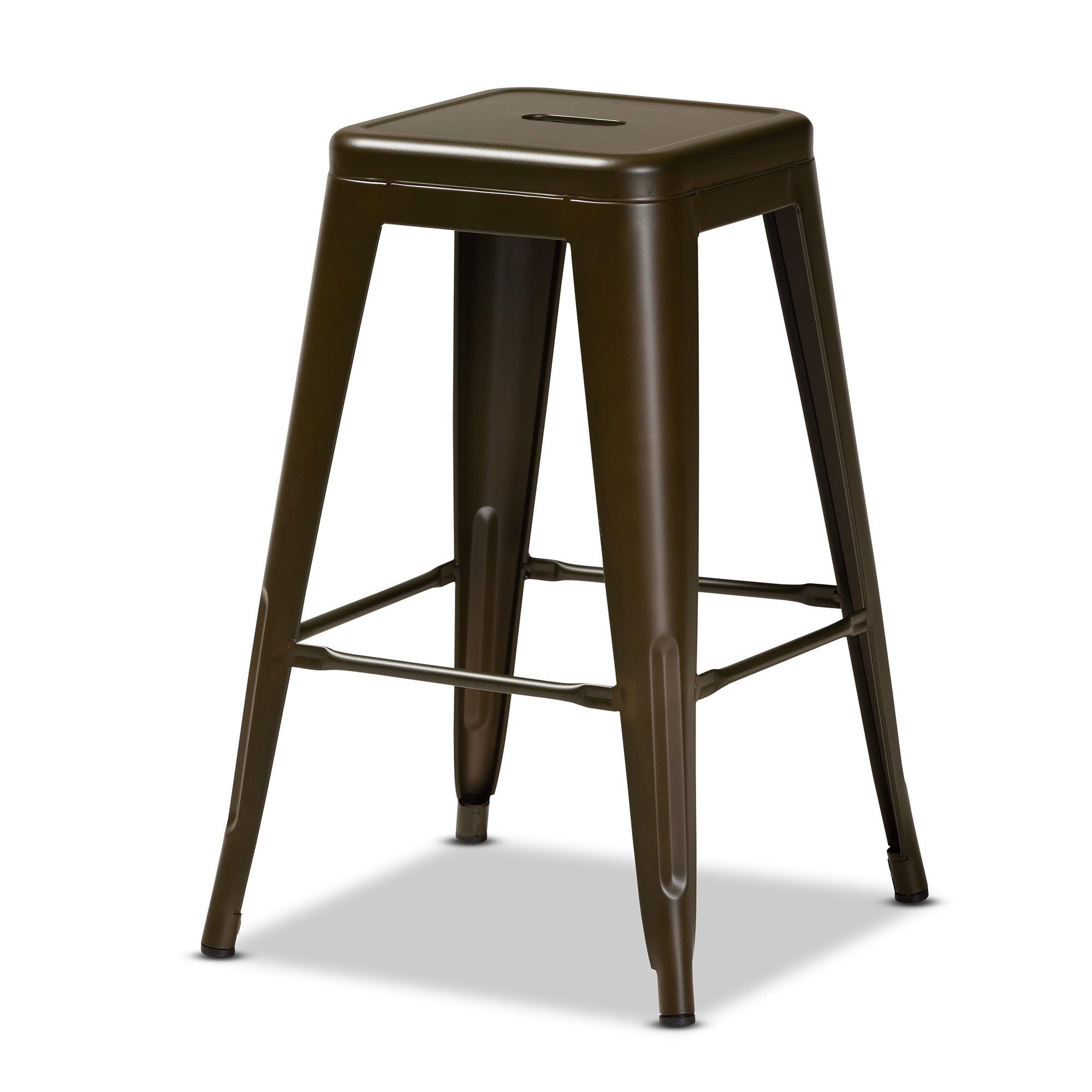 Horton Modern and Contemporary Industrial Gunmetal Finished Metal 4-Piece Stackable Counter Stool Set