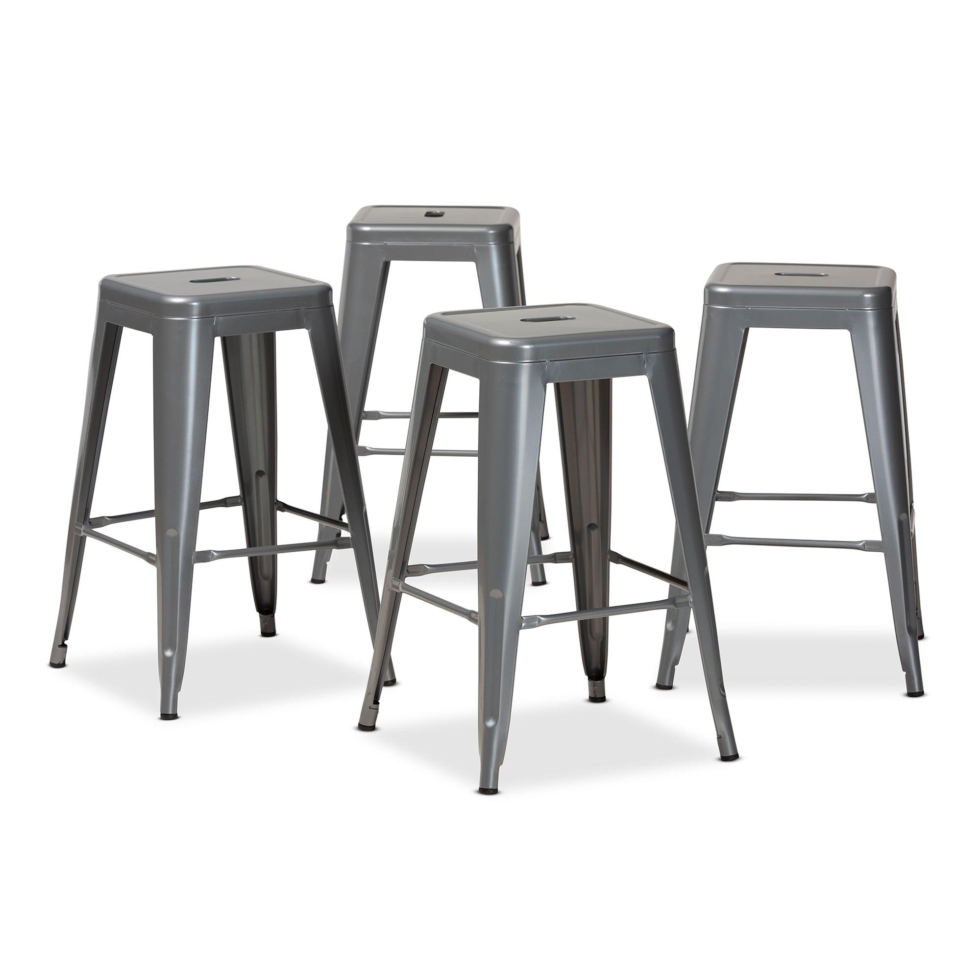 Horton Modern and Contemporary Industrial Finished Metal 4-Piece Stackable Counter Stool Set