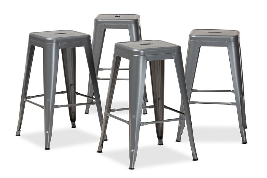 Horton Modern and Contemporary Industrial Finished Metal 4-Piece Stackable Counter Stool Set