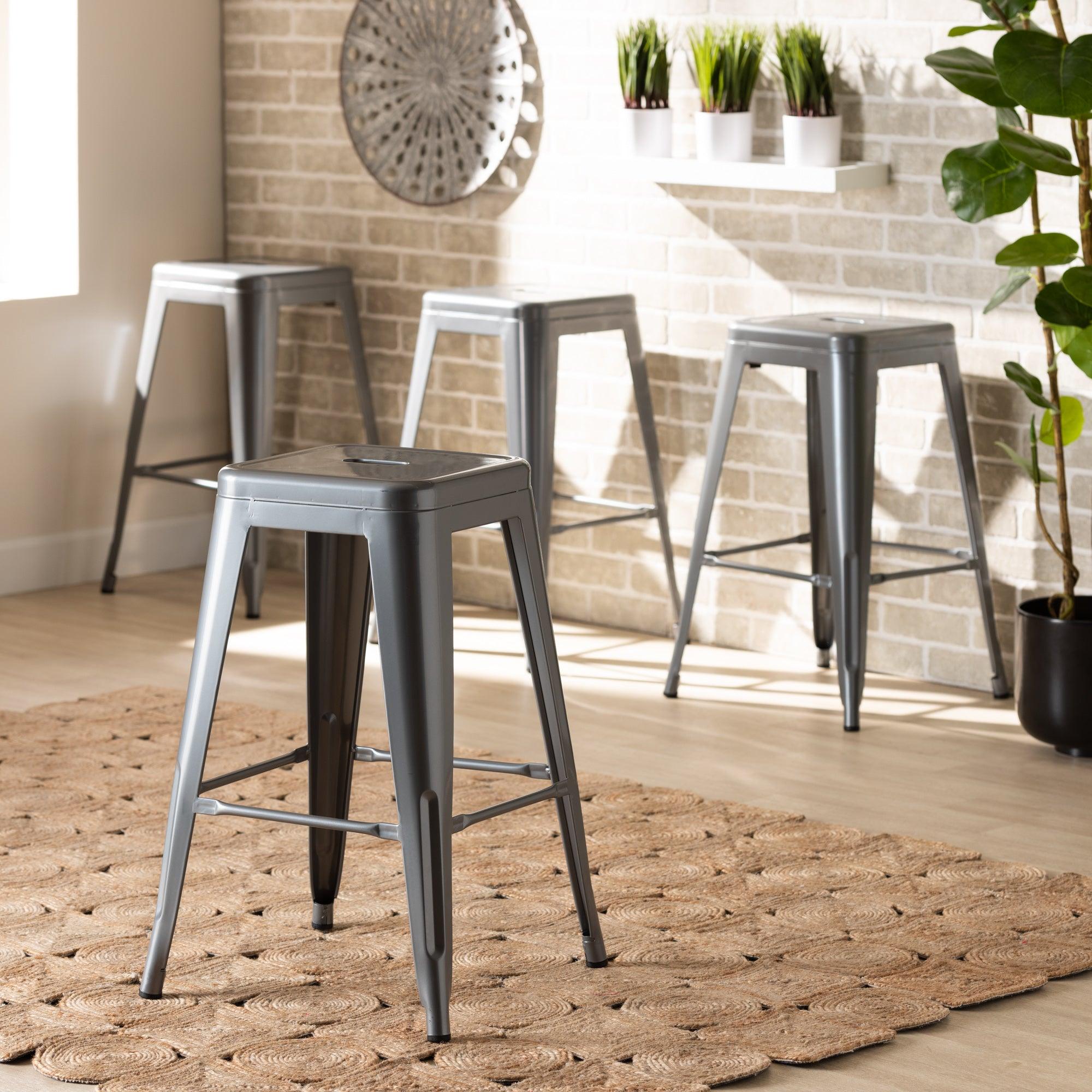 Horton Modern and Contemporary Industrial Finished Metal 4-Piece Stackable Counter Stool Set