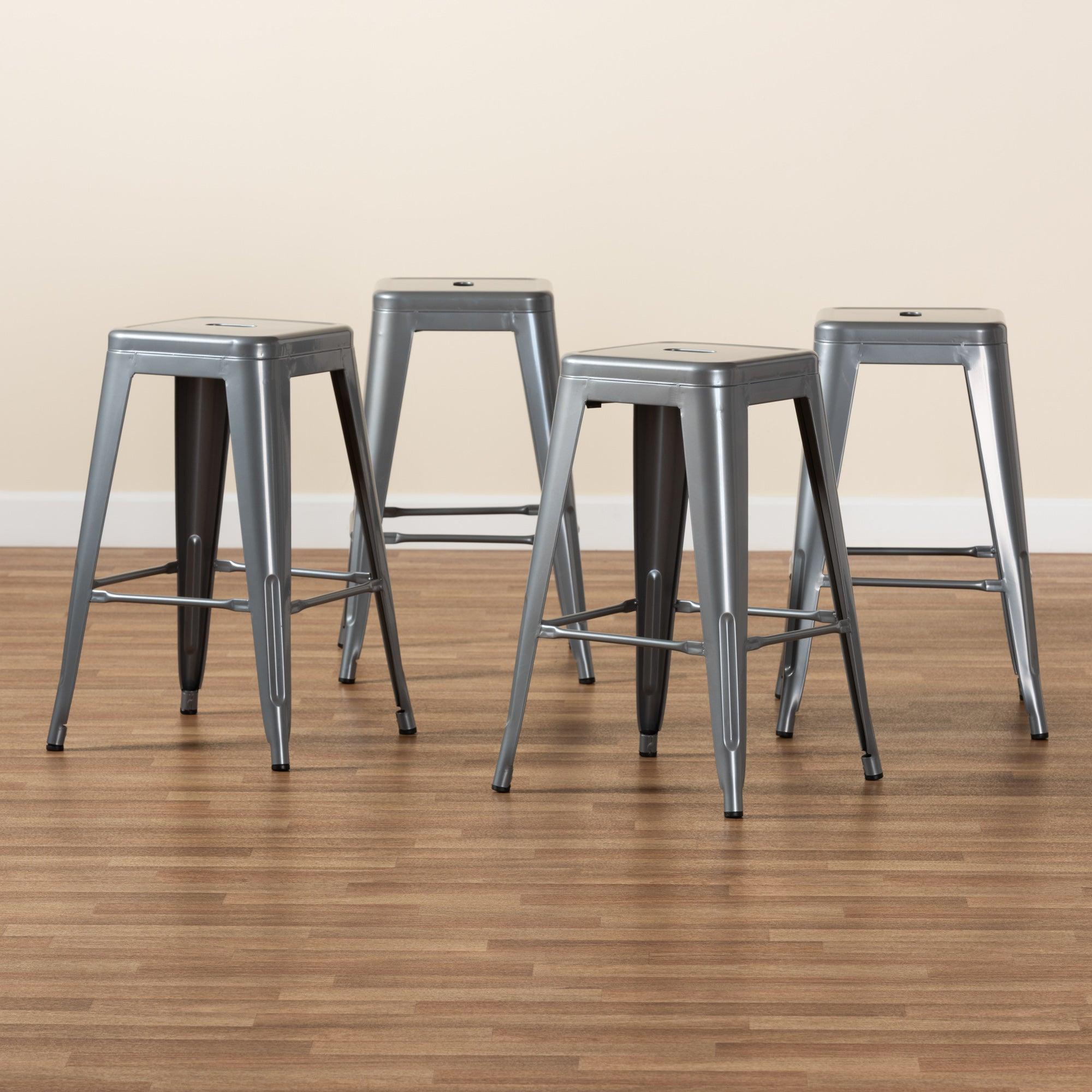 Horton Modern and Contemporary Industrial Finished Metal 4-Piece Stackable Counter Stool Set