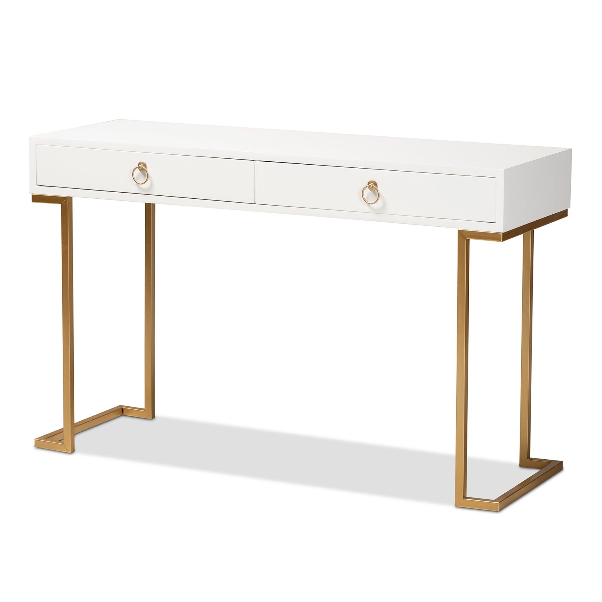 Beagan Modern and Contemporary Finished Wood and Metal 2-Drawer Console Table