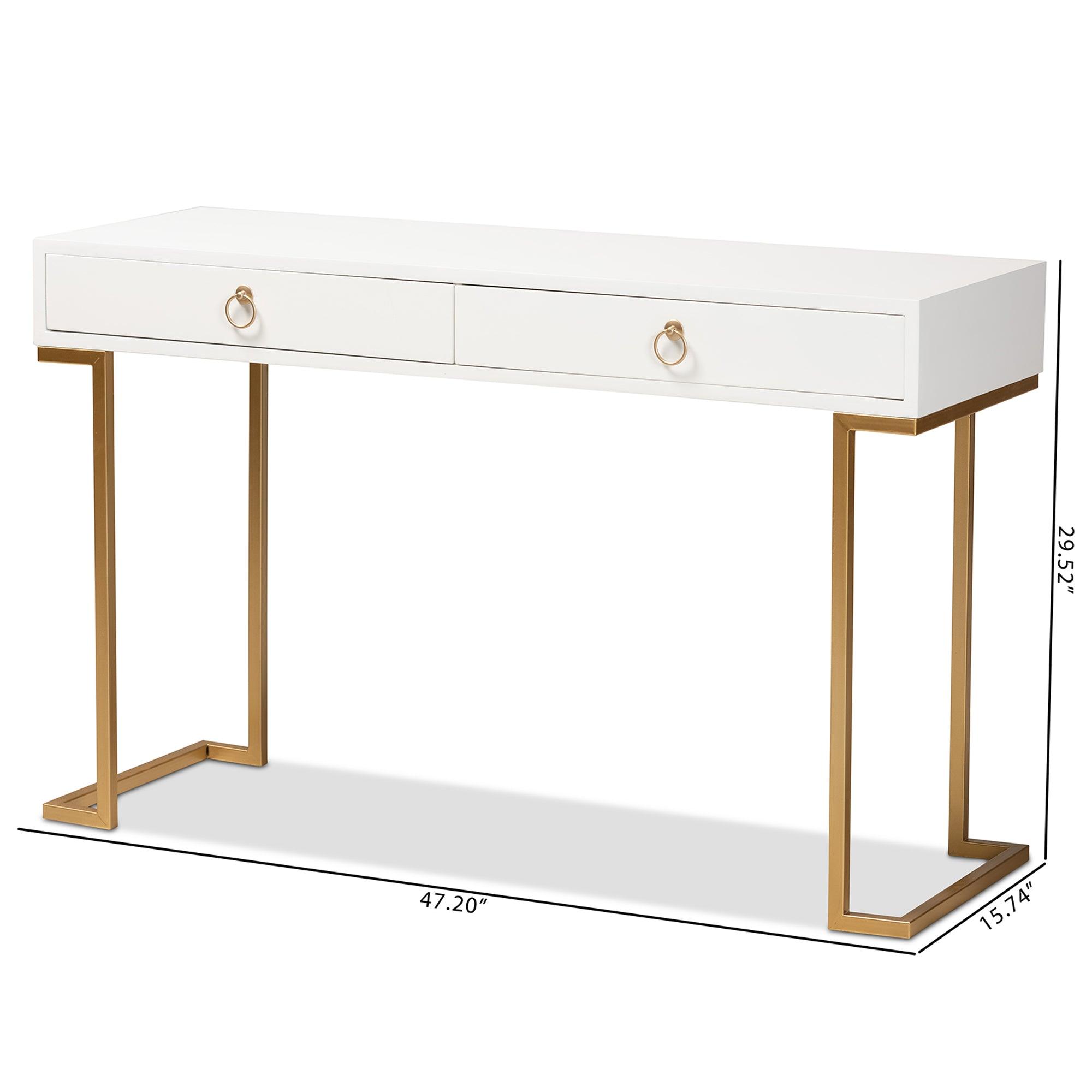 Beagan Modern and Contemporary Finished Wood and Metal 2-Drawer Console Table