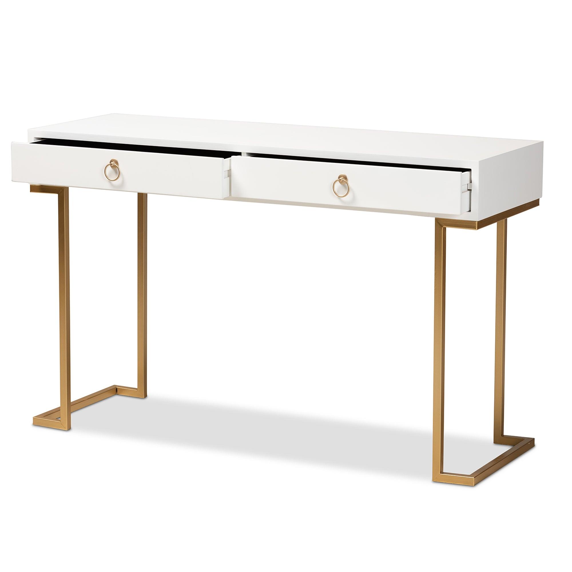 Beagan Modern and Contemporary Finished Wood and Metal 2-Drawer Console Table