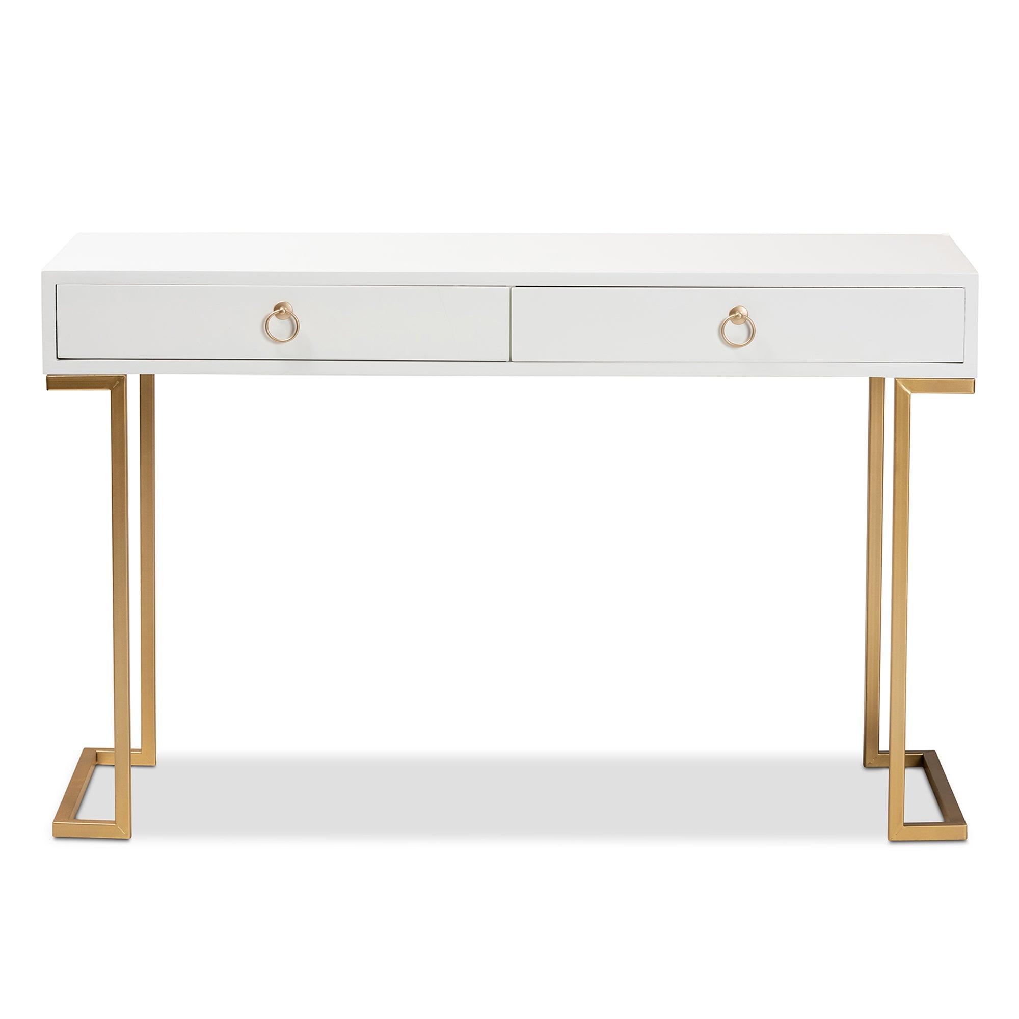 Beagan Modern and Contemporary Finished Wood and Metal 2-Drawer Console Table