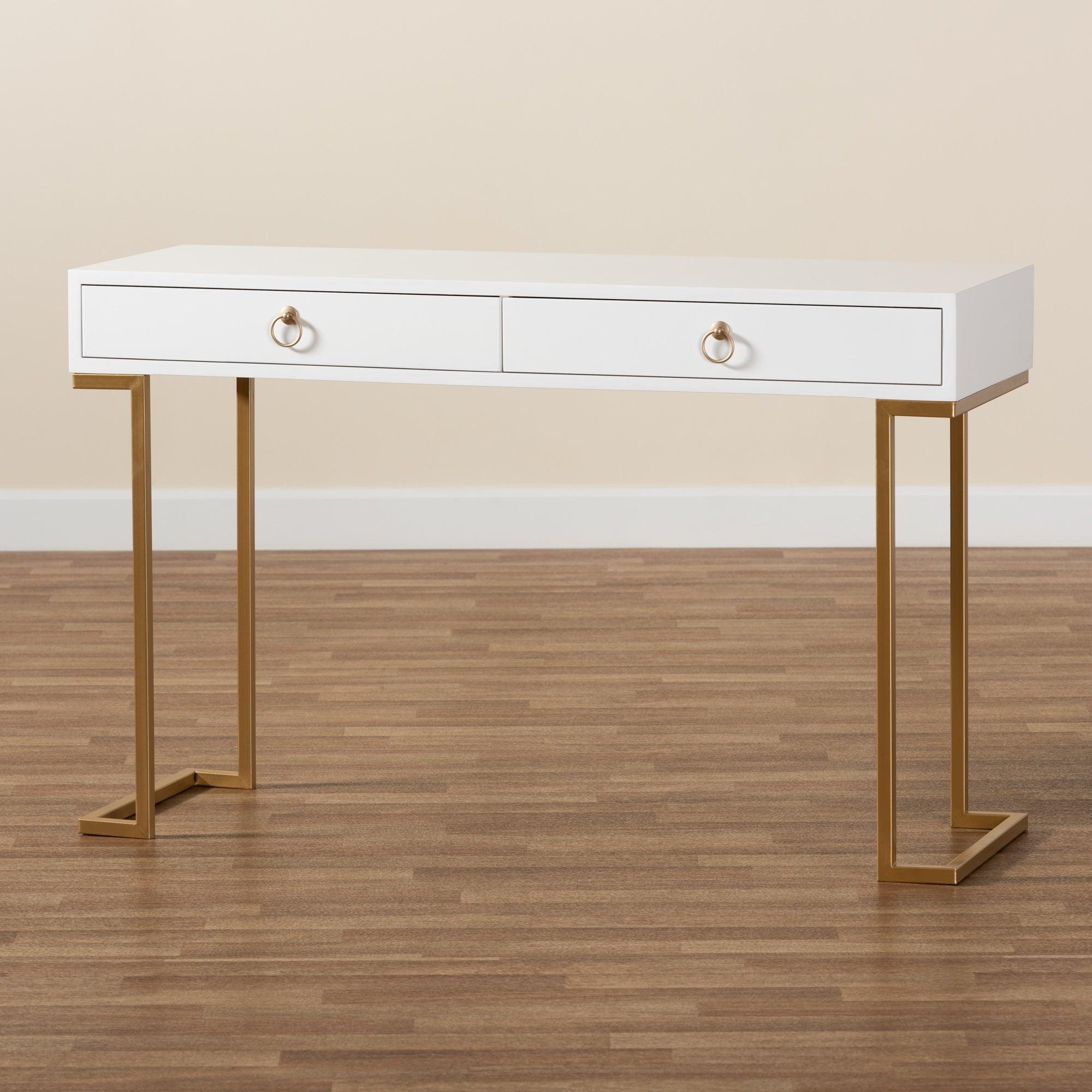 Beagan Modern and Contemporary Finished Wood and Metal 2-Drawer Console Table