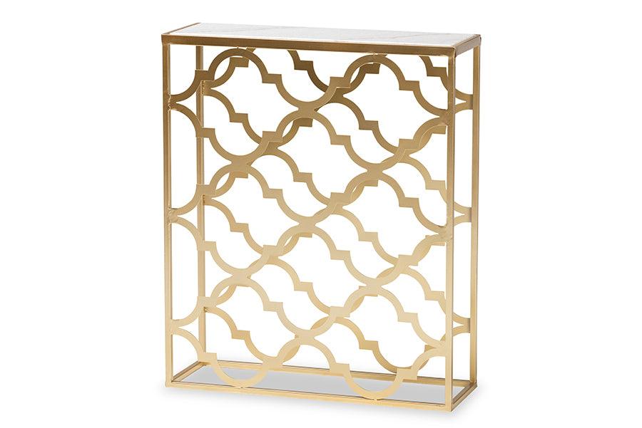 Calanthe Modern and Contemporary Finished Metal Console Table with Marble Tabletop