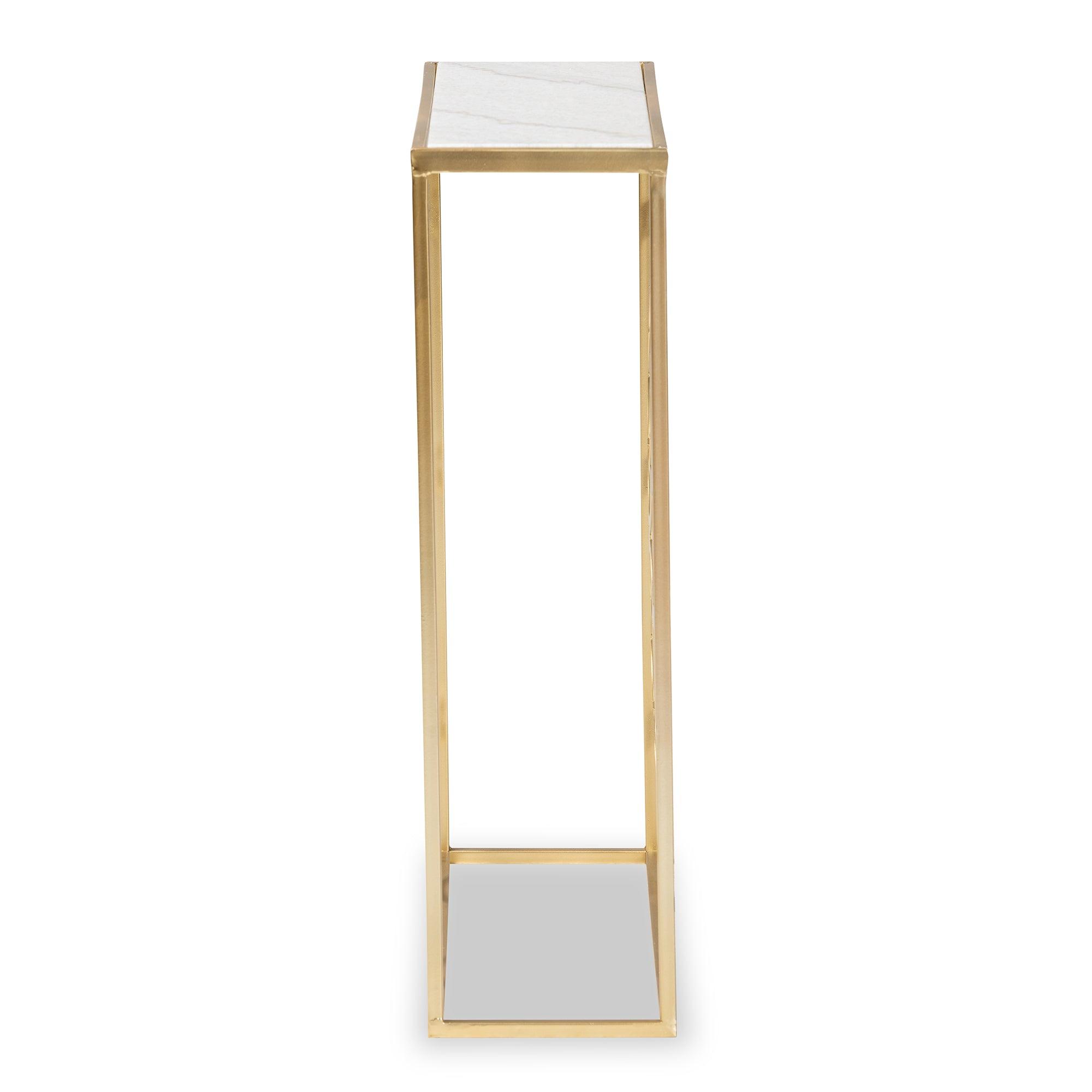 Calanthe Modern and Contemporary Finished Metal Console Table with Marble Tabletop