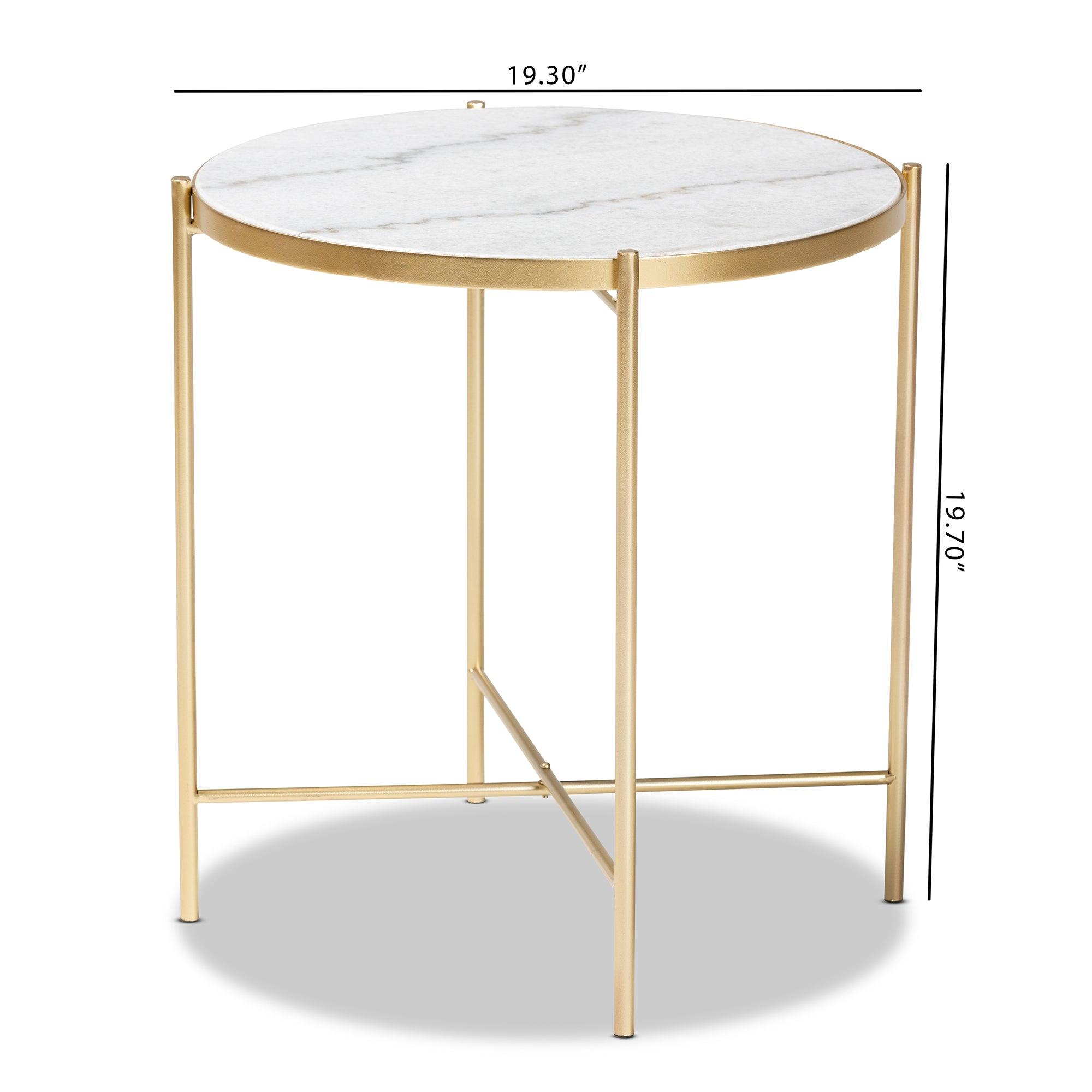 Maddock Modern and Contemporary Finished Metal End Table with Marble Tabletop