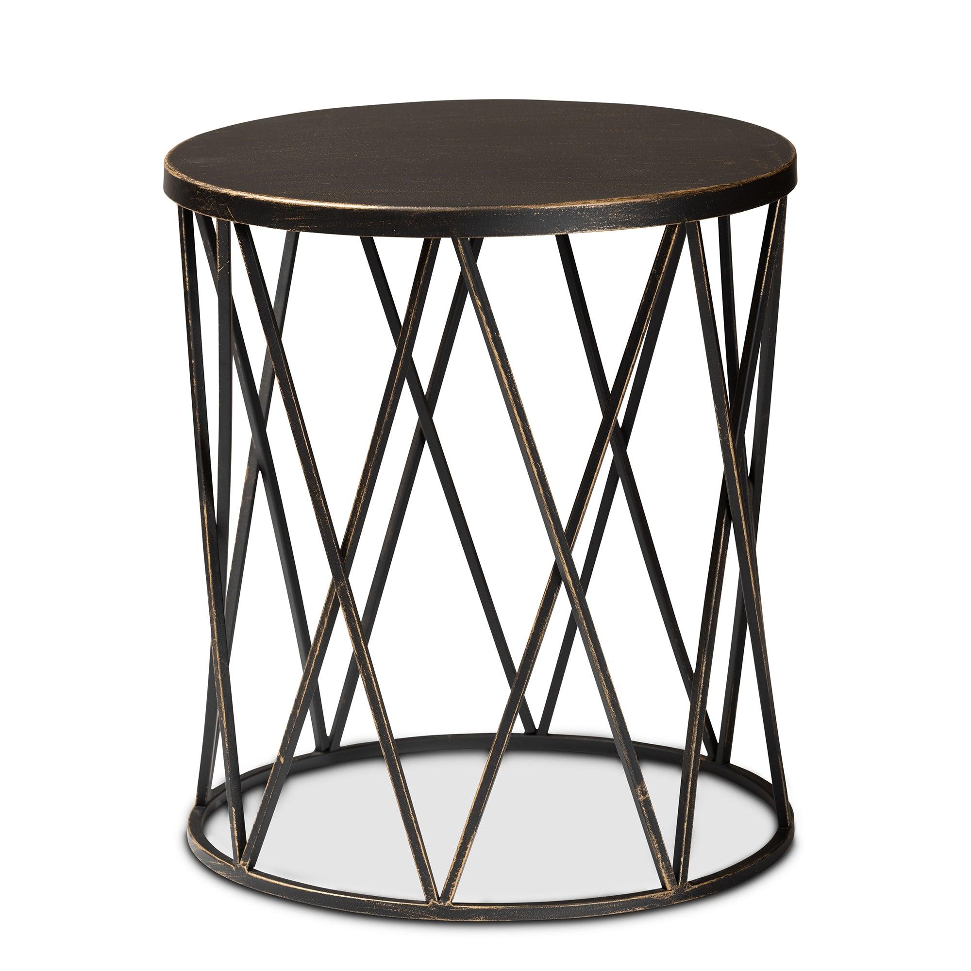 Finnick Modern Industrial Antique finished Metal End Table