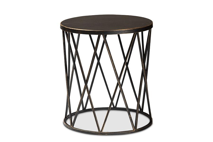 Finnick Modern Industrial Antique finished Metal End Table