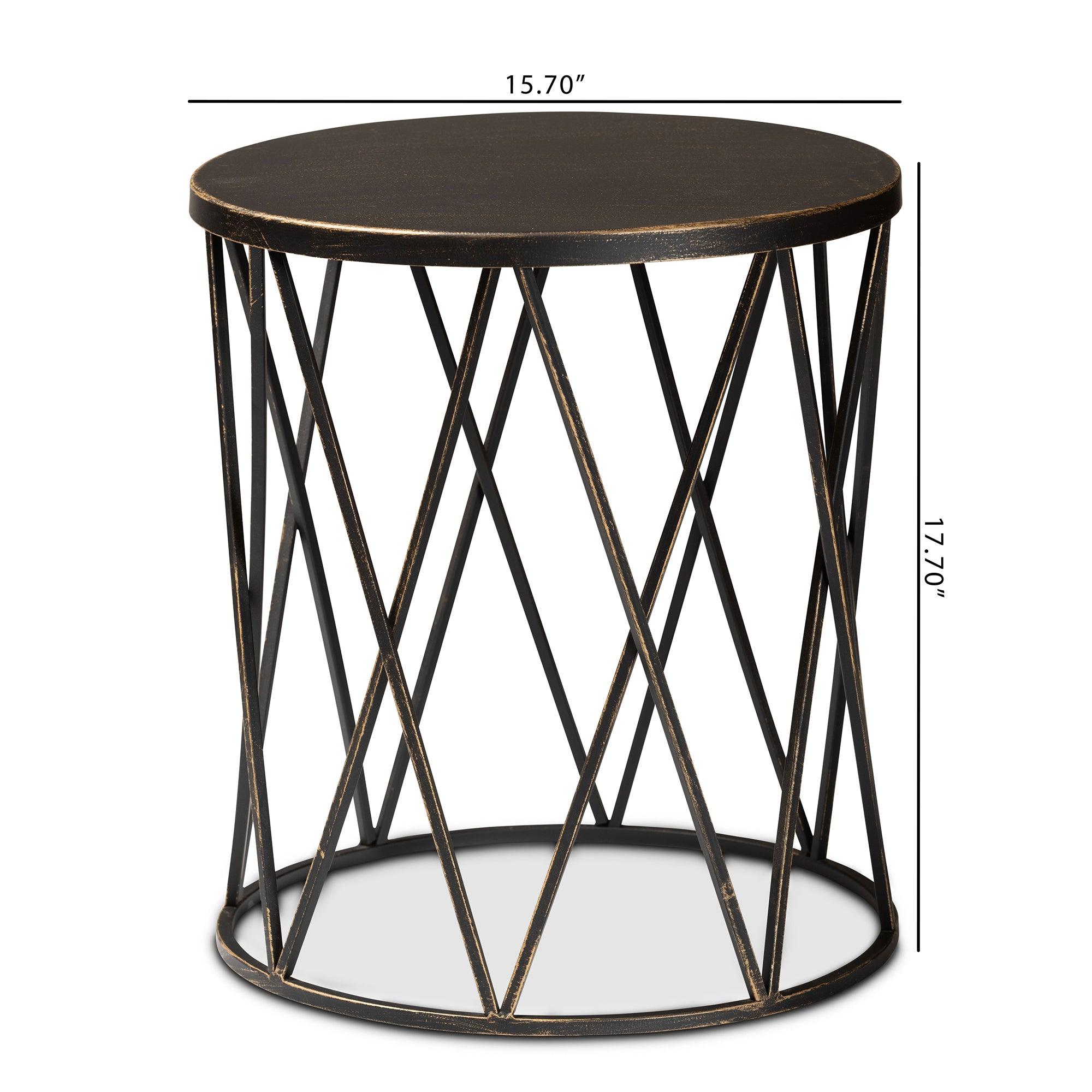 Finnick Modern Industrial Antique finished Metal End Table