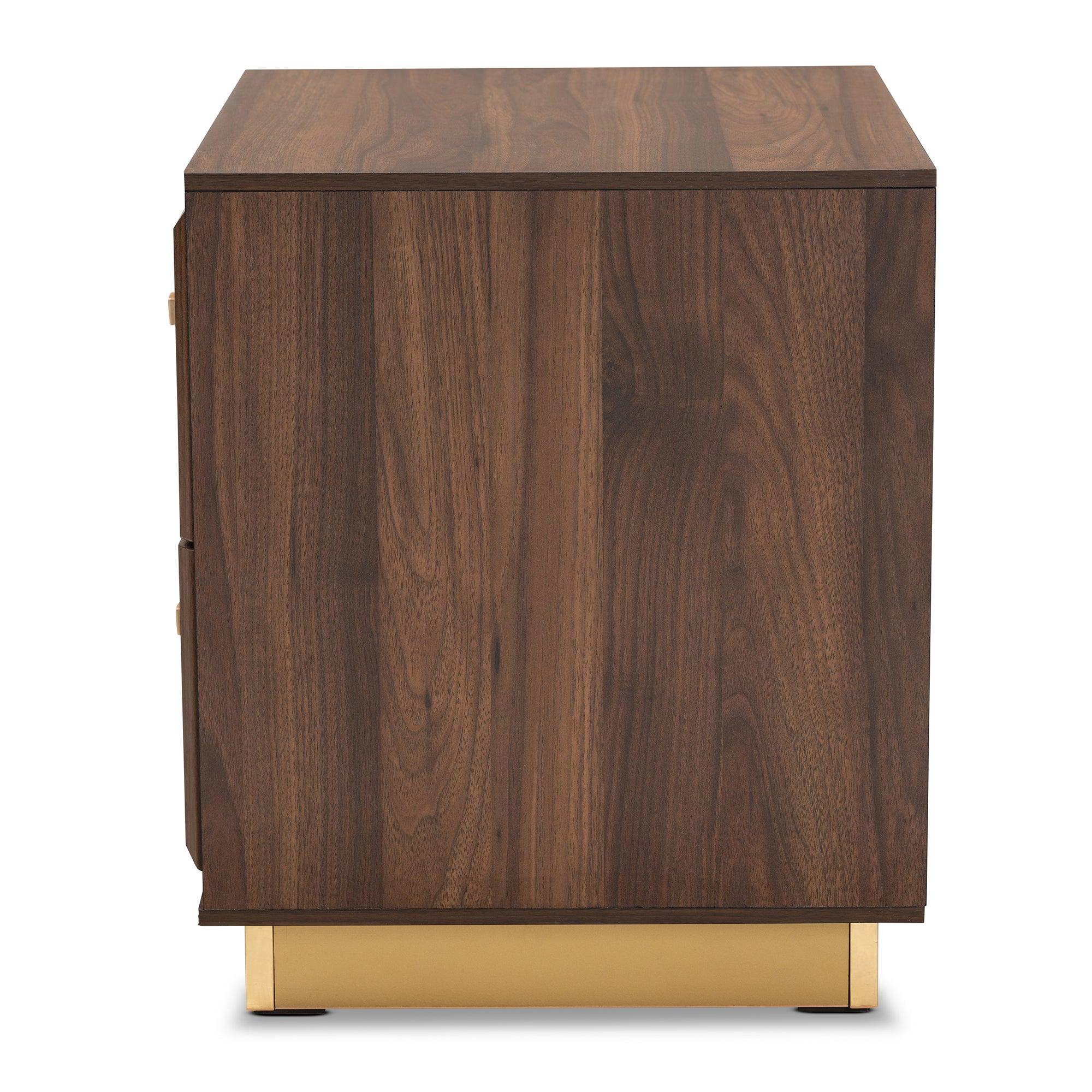 Cormac Mid-Century Modern Transitional Finished Wood and Metal 2-Drawer Nightstand