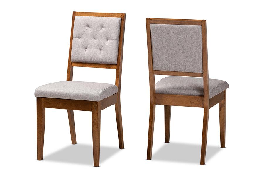 Gideon Modern and Contemporary Fabric Upholstered and Finished Wood 2-Piece Dining Chair Set