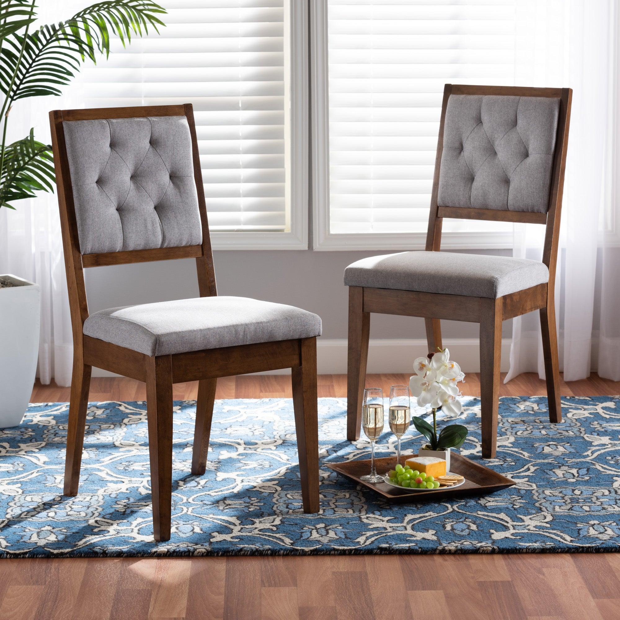 Gideon Modern and Contemporary Fabric Upholstered and Finished Wood 2-Piece Dining Chair Set