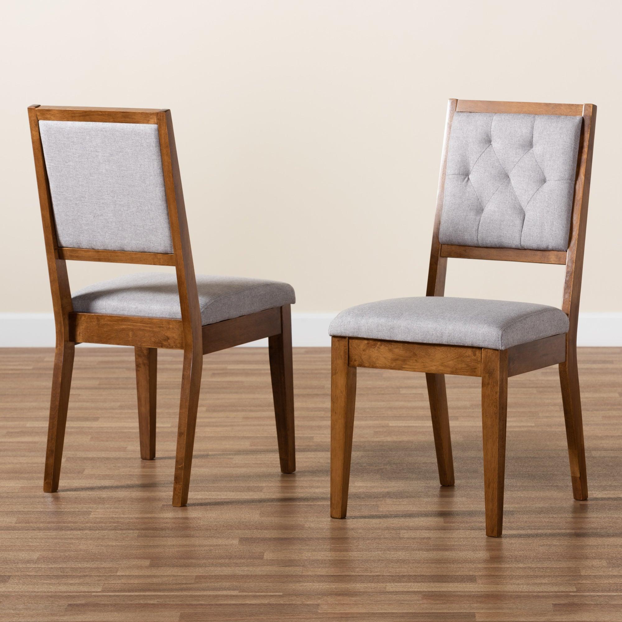 Gideon Modern and Contemporary Fabric Upholstered and Finished Wood 2-Piece Dining Chair Set