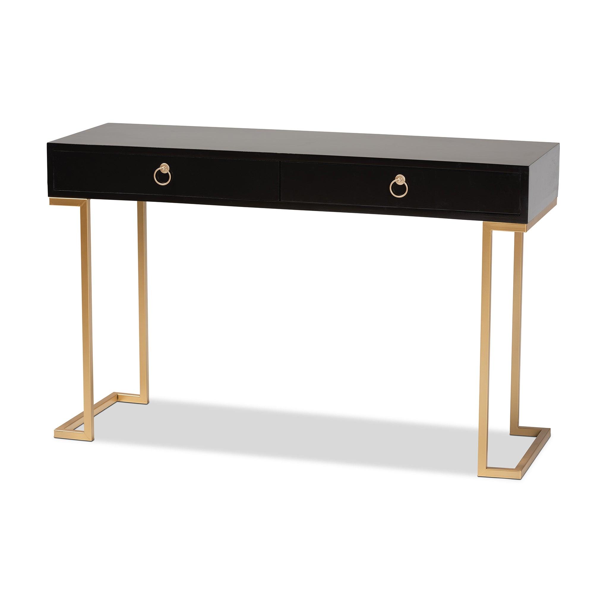 Beagan Modern and Contemporary Finished Wood and Metal 2-Drawer Console Table