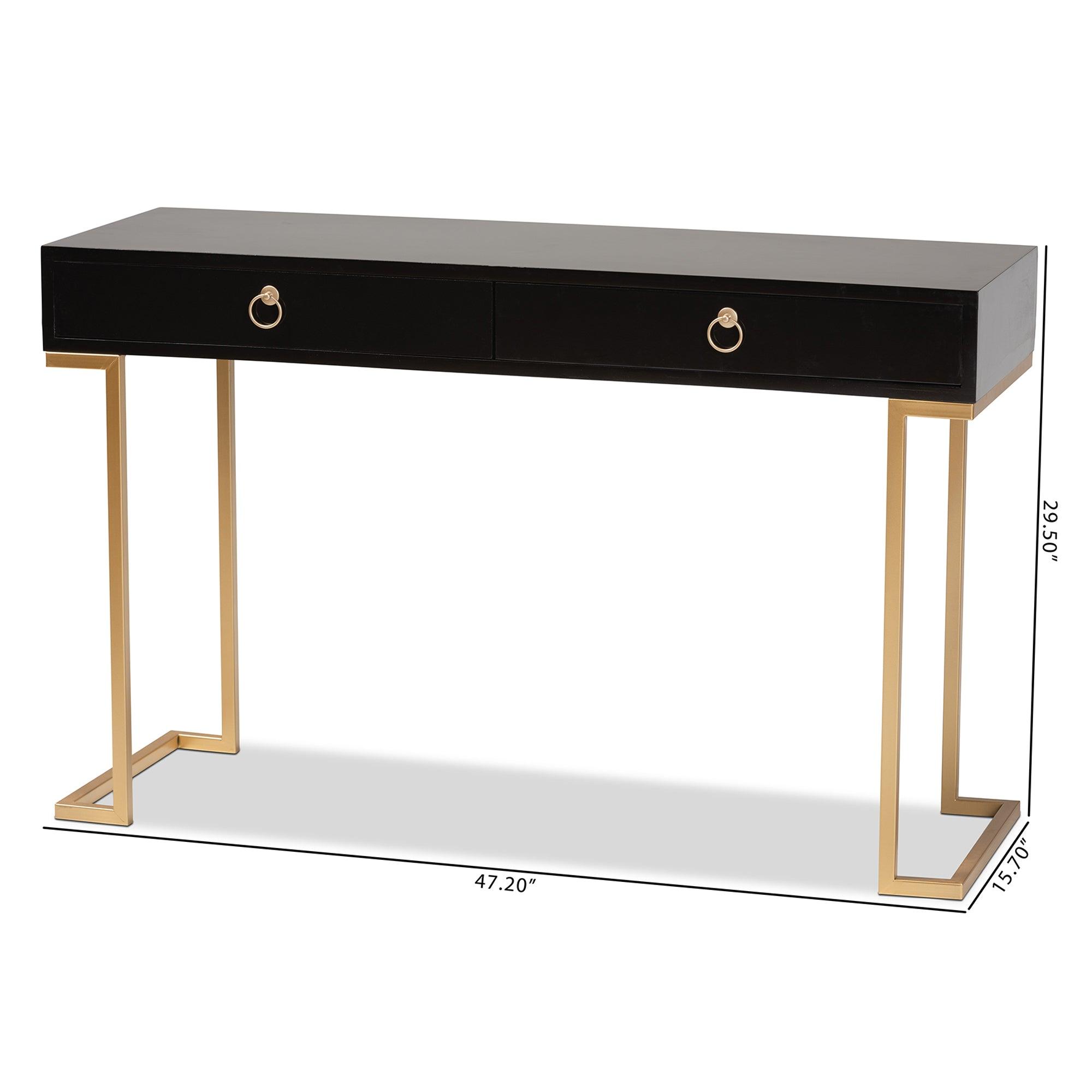 Beagan Modern and Contemporary Finished Wood and Metal 2-Drawer Console Table