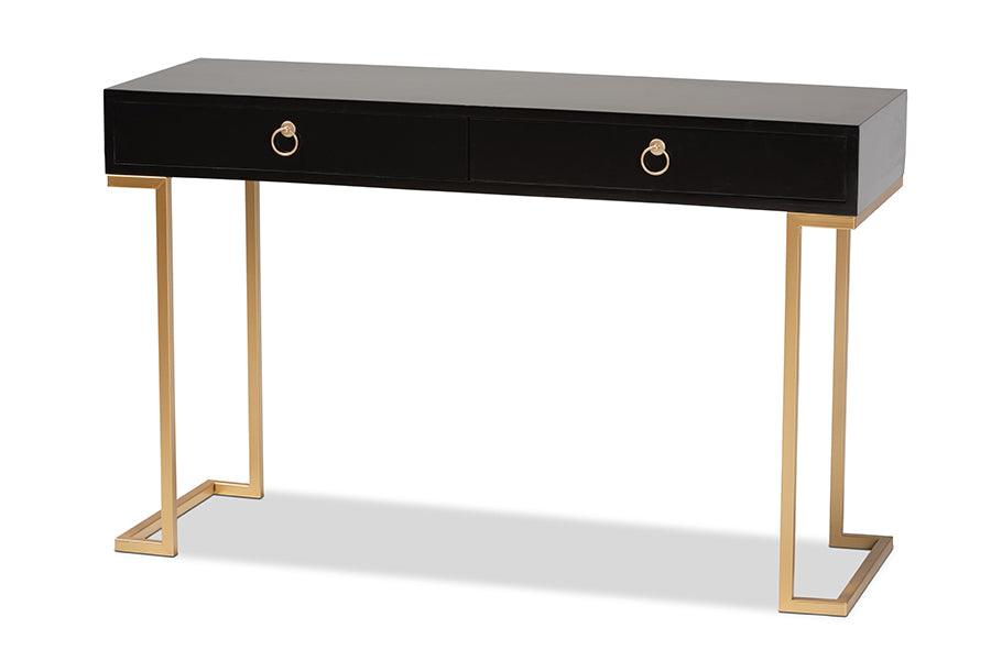 Beagan Modern and Contemporary Finished Wood and Metal 2-Drawer Console Table