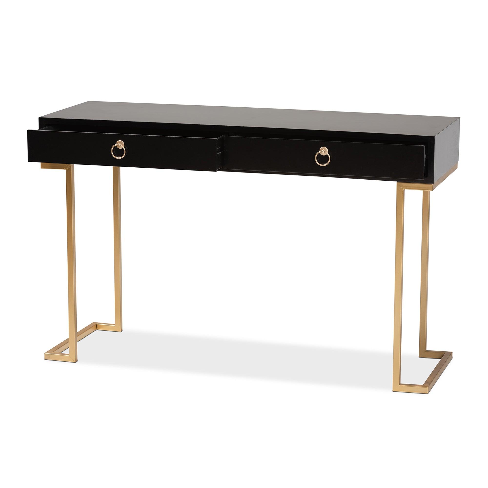 Beagan Modern and Contemporary Finished Wood and Metal 2-Drawer Console Table