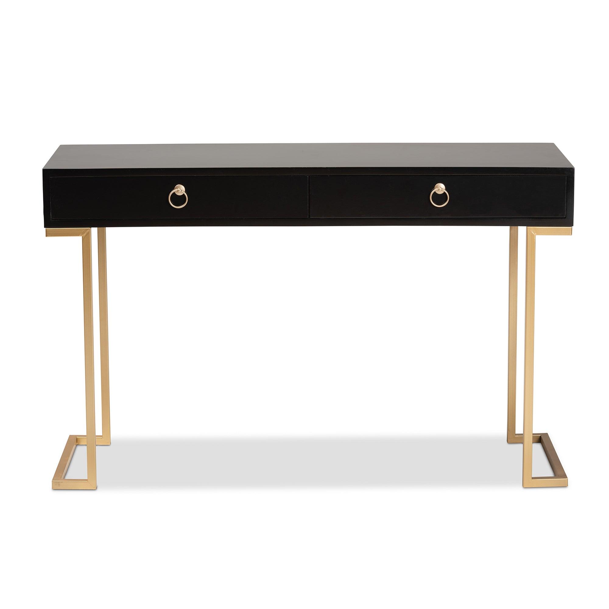 Beagan Modern and Contemporary Finished Wood and Metal 2-Drawer Console Table