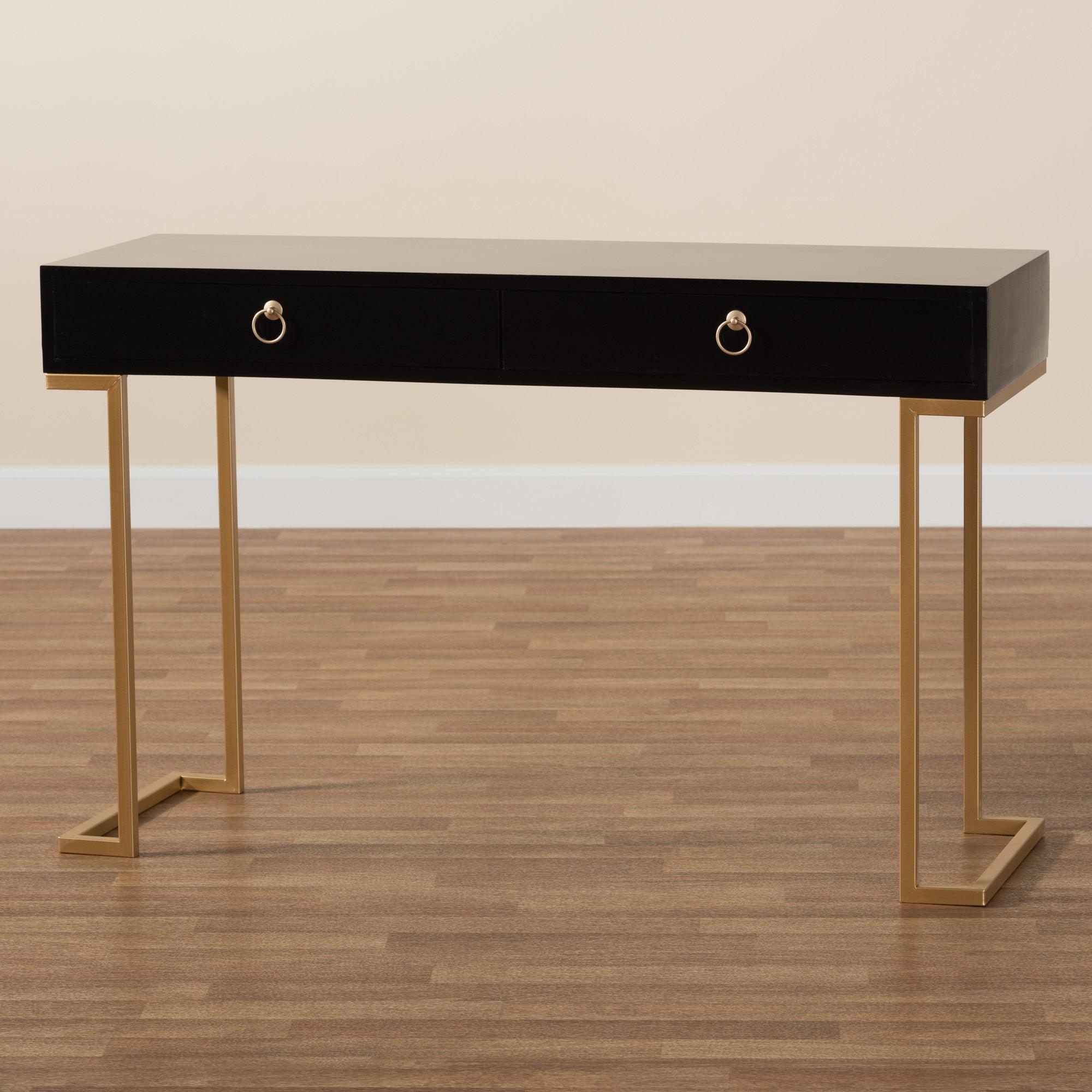 Beagan Modern and Contemporary Finished Wood and Metal 2-Drawer Console Table